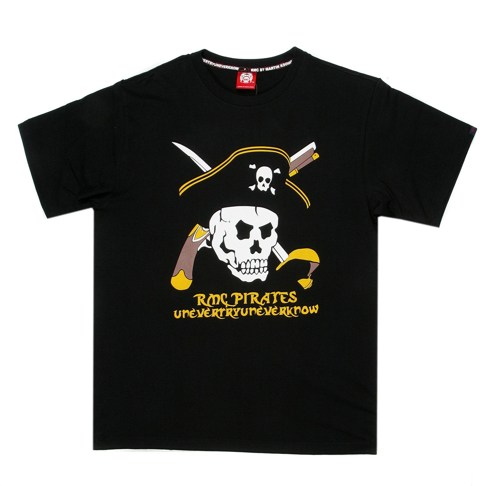 RMC JEANS PIRATE PRINTED REGULAR FIT SHORT SLEEVE CREW NECK BLACK T-SHIRT REDM0022