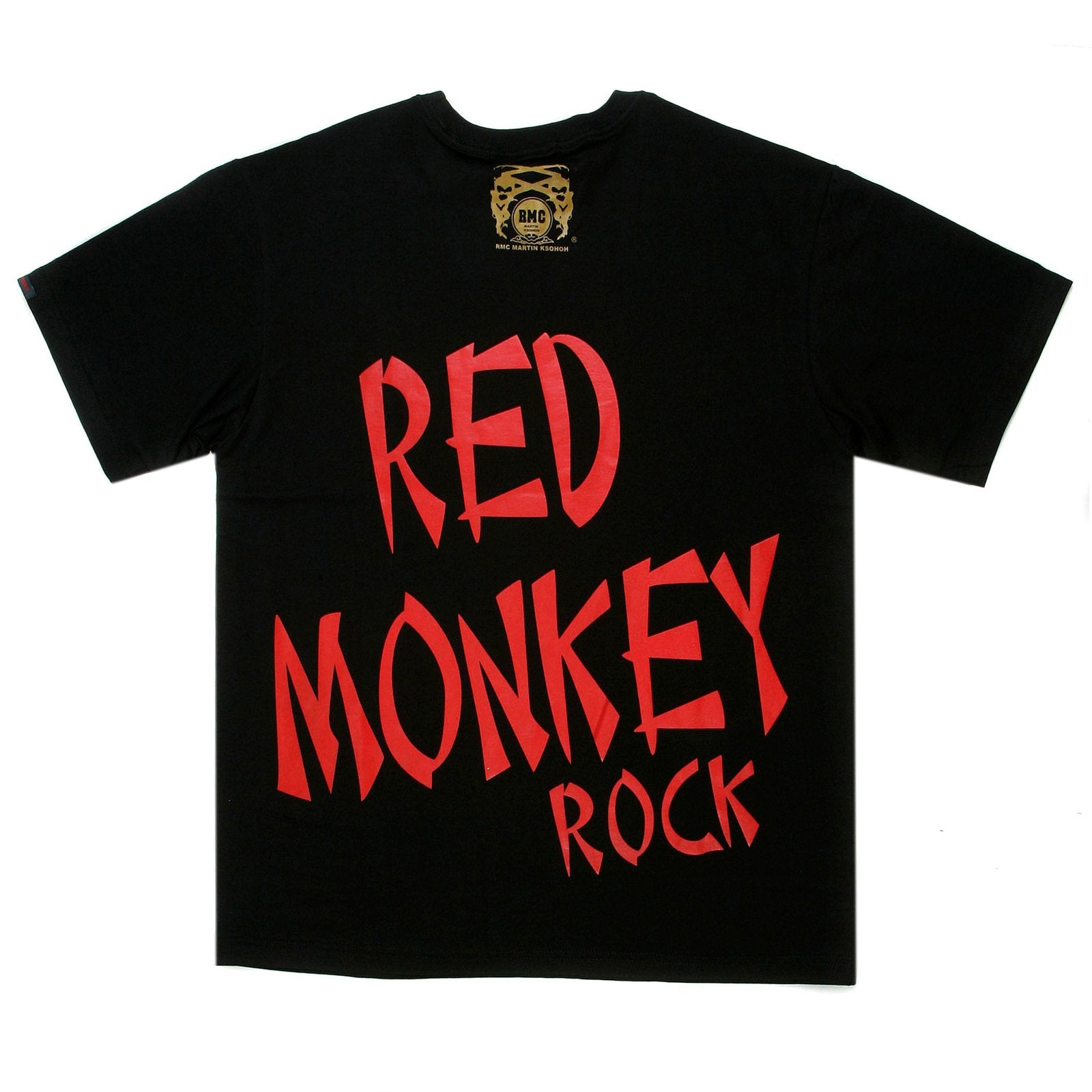 RMC JEANS BLACK CREW NECK SHORT SLEEVE REGULAR FIT T-SHIRT WITH ROCK PRINT REDM0036