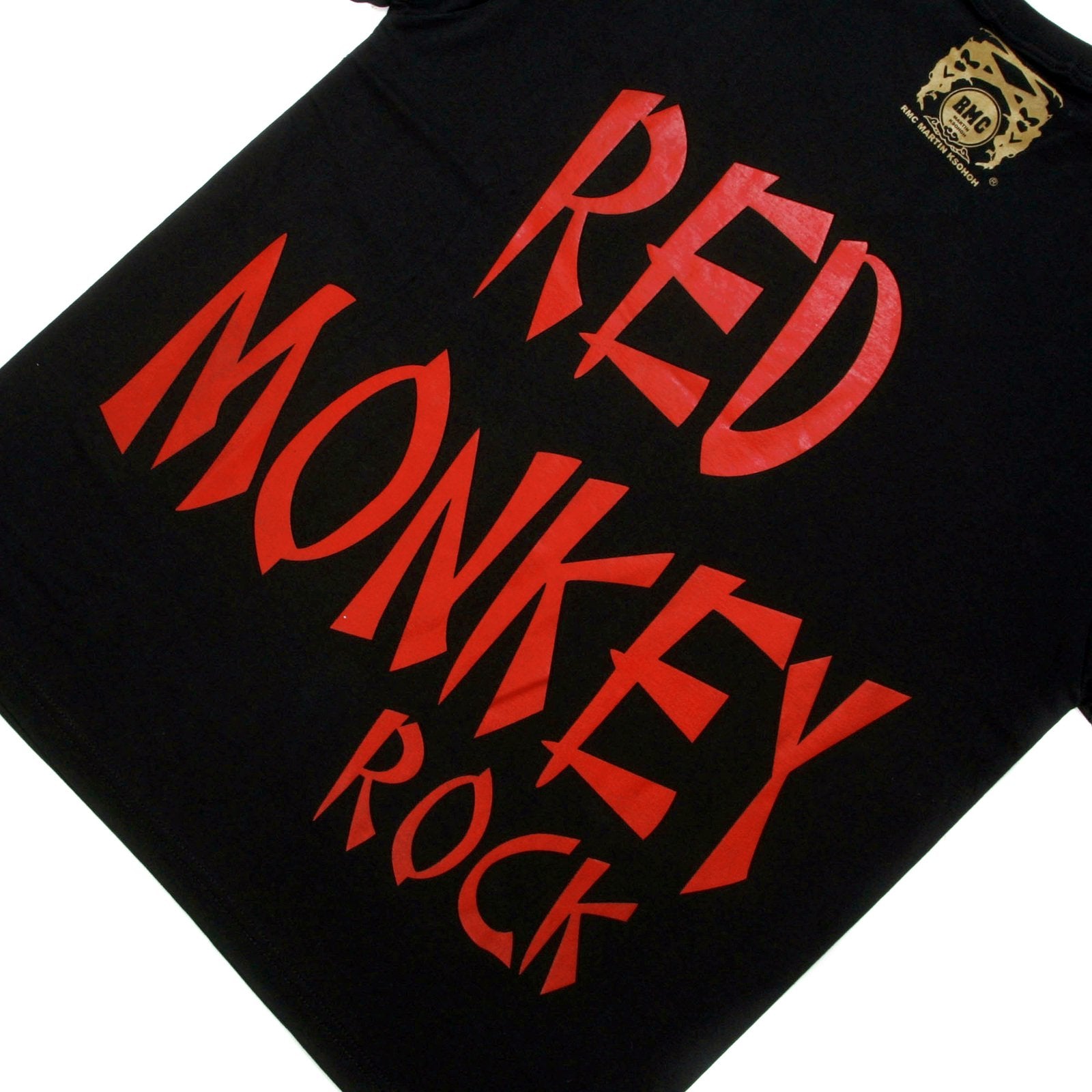 RMC JEANS BLACK CREW NECK SHORT SLEEVE REGULAR FIT T-SHIRT WITH ROCK PRINT REDM0036