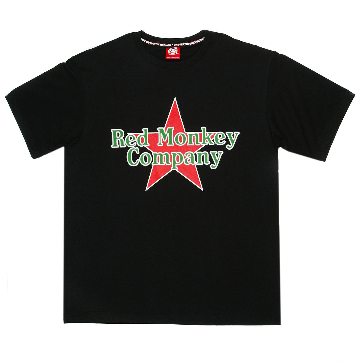 RMC JEANS RED STAR PRINTED REGULAR FIT SHORT SLEEVE CREW NECK BLACK T-SHIRT REDM0038