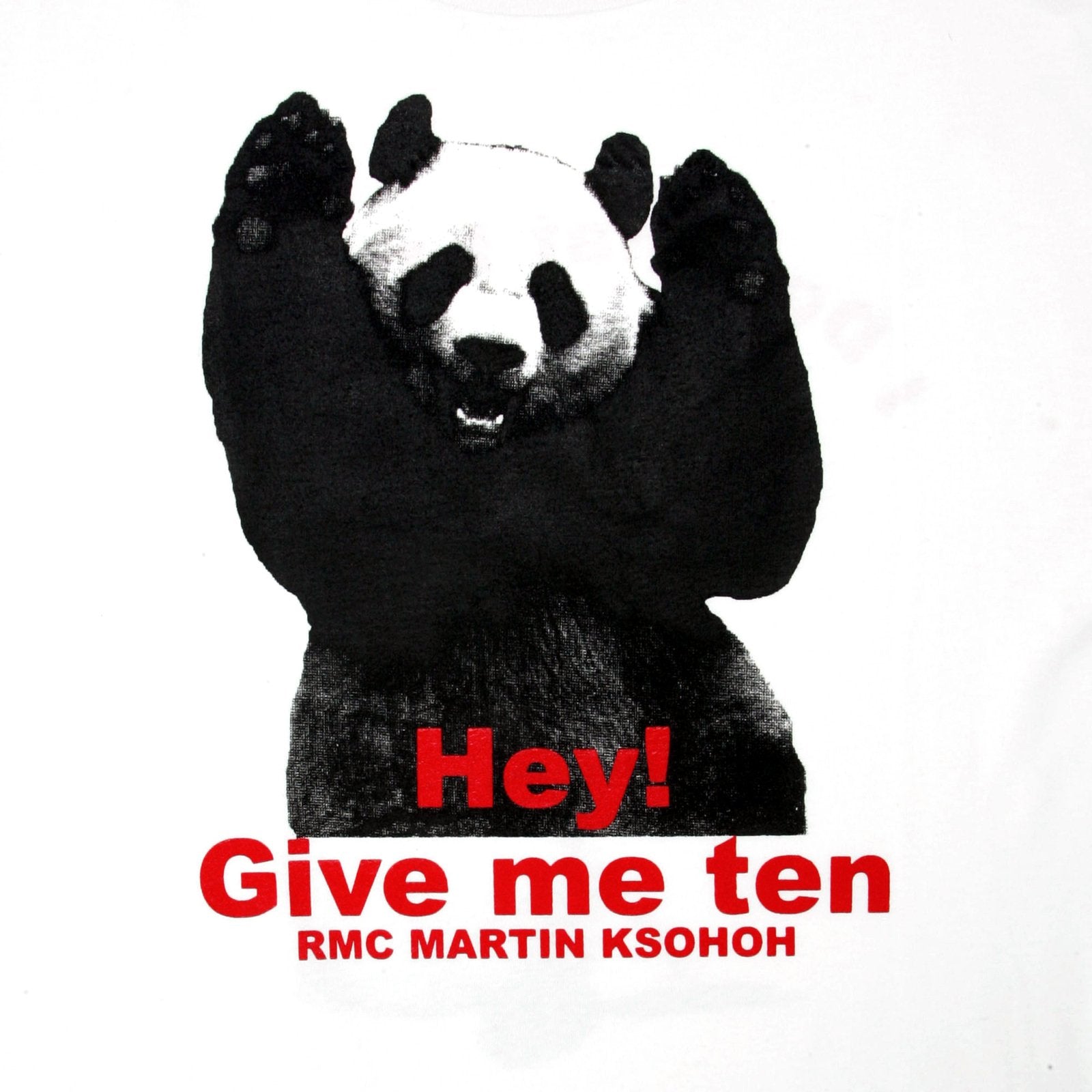 RMC JEANS LIMITED EDITION PANDA AND WORDING PRINTED REGULAR FIT CREW NECK WHITE T-SHIRT REDM0041