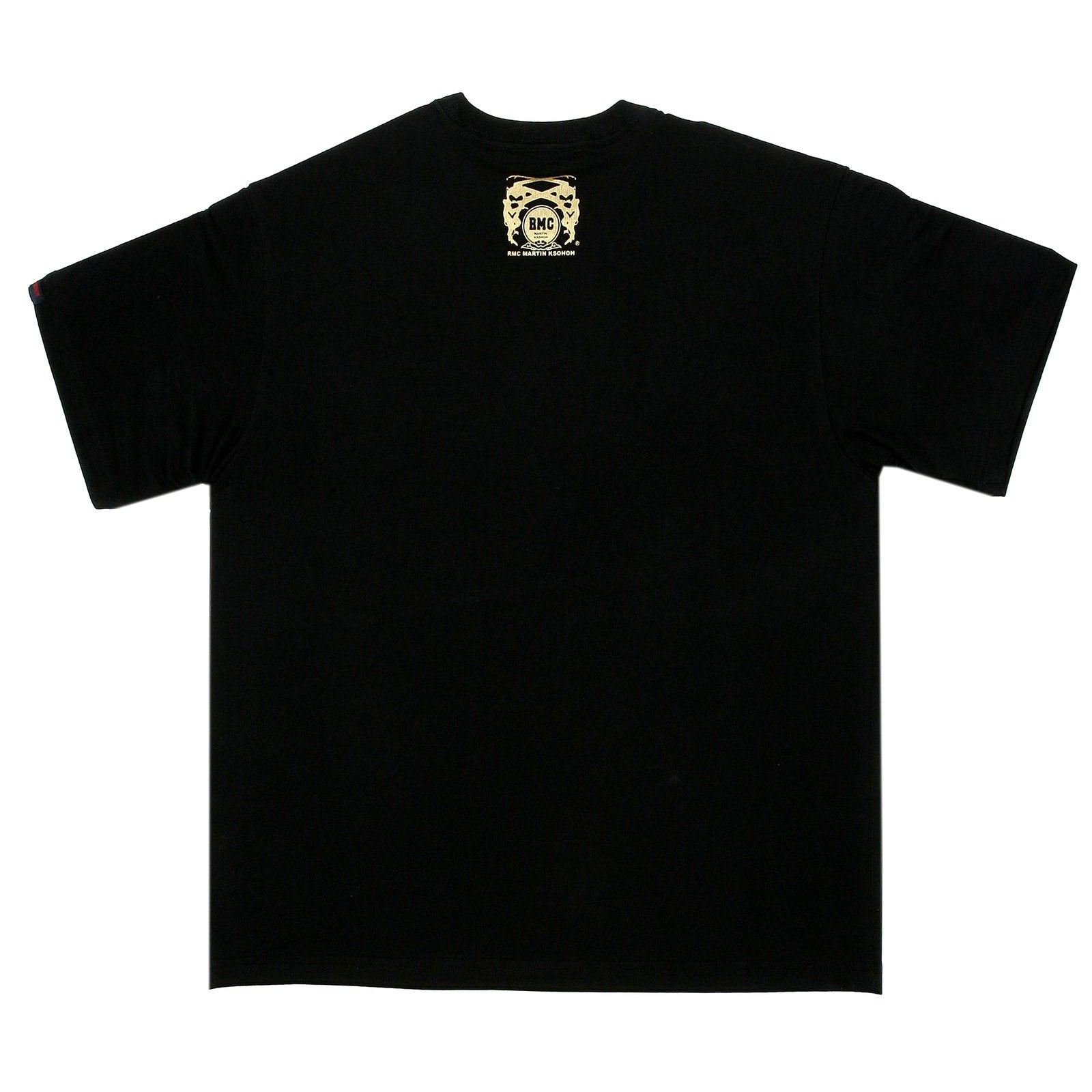RMC MARTIN KSOHOH BLACK CREW NECK SHORT SLEEVE REGULAR FIT COTTON T SHIRT WITH WORLD DISTURBANCE PRINT REDM0053