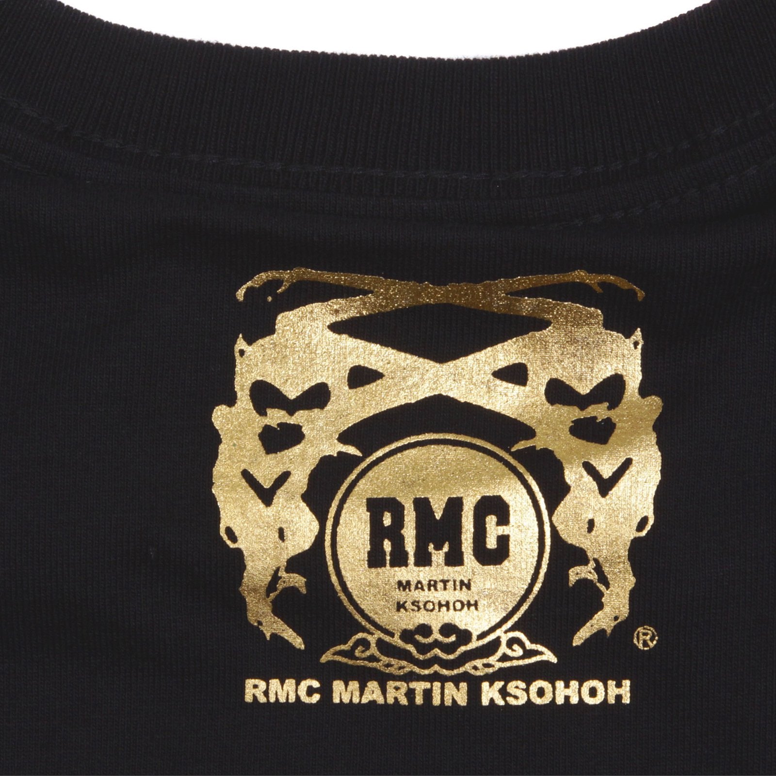 RMC MARTIN KSOHOH BLACK CREW NECK SHORT SLEEVE REGULAR FIT COTTON T SHIRT WITH WORLD DISTURBANCE PRINT REDM0053