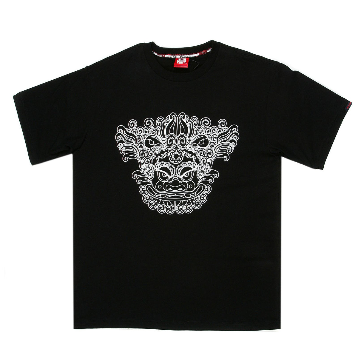 RMC MARTIN KSOHOH ORIENTAL LION PRINTED COTTON REGULAR FIT SHORT SLEEVE CREW NECK BLACK T SHIRT REDM0054