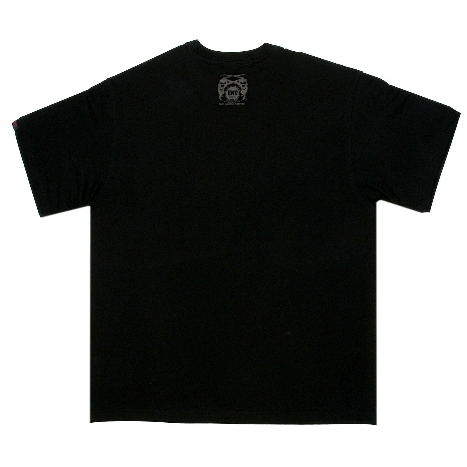 RMC MARTIN KSOHOH REGULAR FIT FINE RIBBED CREW NECK SHORT SLEEVE BLACK T SHIRT WITH LOGO PRINT REDM0066