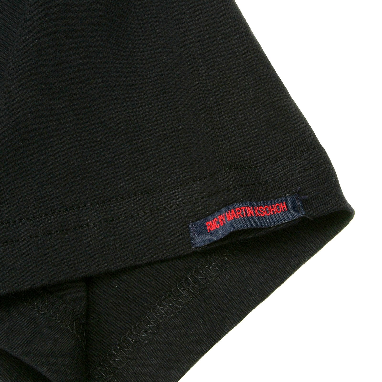 RMC MARTIN KSOHOH REGULAR FIT FINE RIBBED CREW NECK SHORT SLEEVE BLACK T SHIRT WITH LOGO PRINT REDM0066