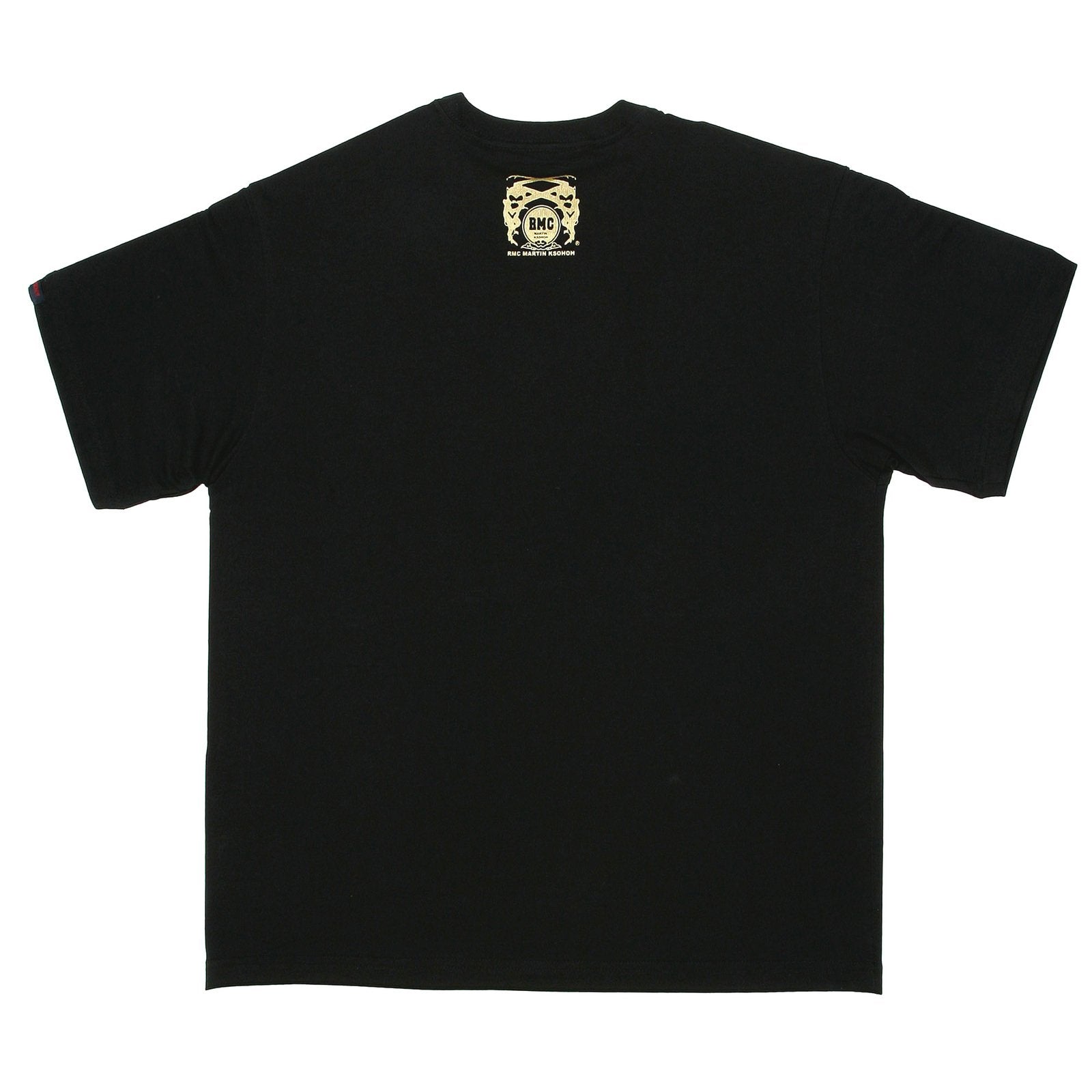 RMC MARTIN KSOHOH REGULAR FIT CREW NECK 100% COTTON SHORT SLEEVE BLACK T SHIRT WITH GOLD LOGO PRINT REDM0071