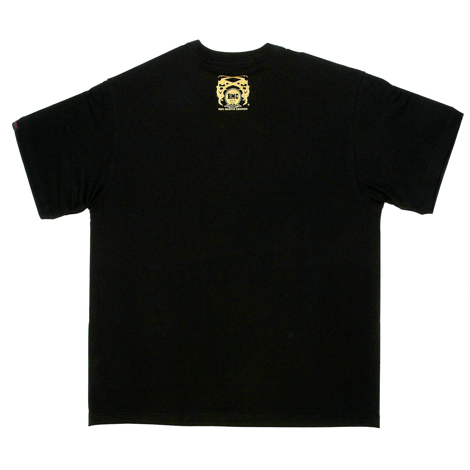 RMC MARTIN KSOHOH REGULAR FIT CREW NECK 100% COTTON SHORT SLEEVE BLACK T SHIRT WITH VIOLET LOGO PRINT REDM0079