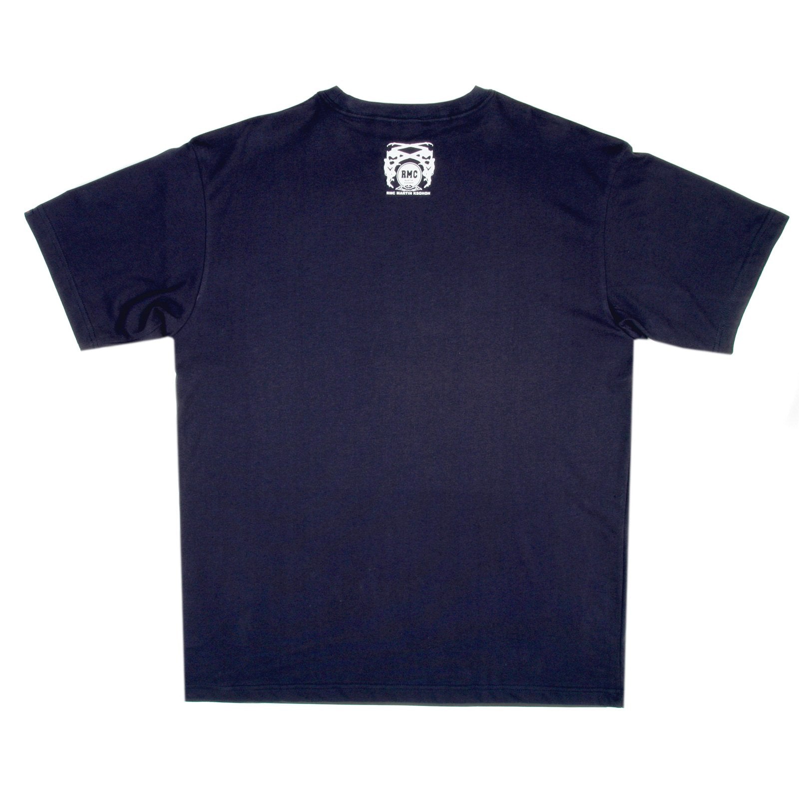 RMC JEANS MENS NAVY BLUE SHORT SLEEVE CREW NECK REGULAR FIT T SHIRT WITH RMC SCHOOL PRINT REDM3503