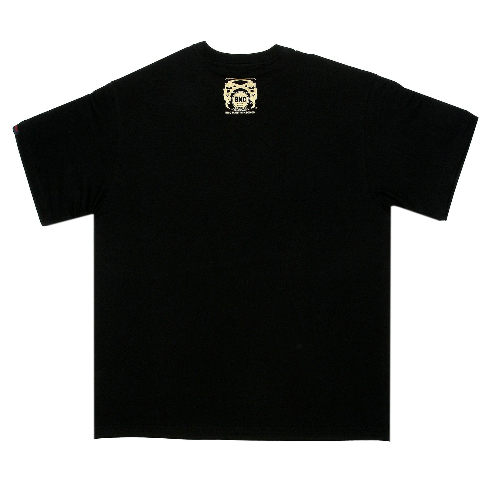 RMC MARTIN KSOHOH REGULAR FIT CREW NECK SHORT SLEEVE BLACK T SHIRT WITH GREEN LOGO PRINT REDM0087