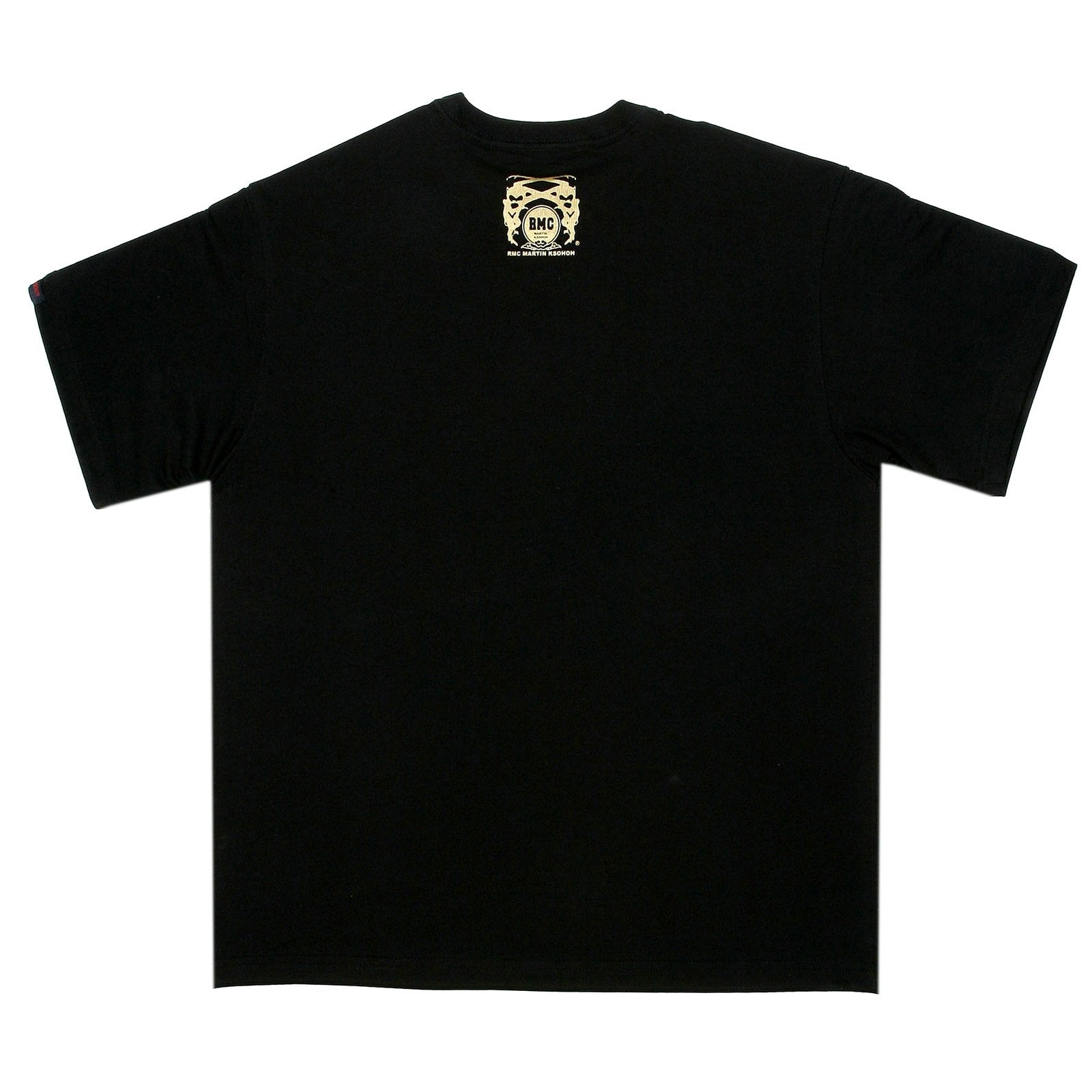 RMC MARTIN KSOHOH REGULAR FIT CREW NECK SHORT SLEEVE BLACK T SHIRT WITH LUCKY GOD PRINT REDM0090