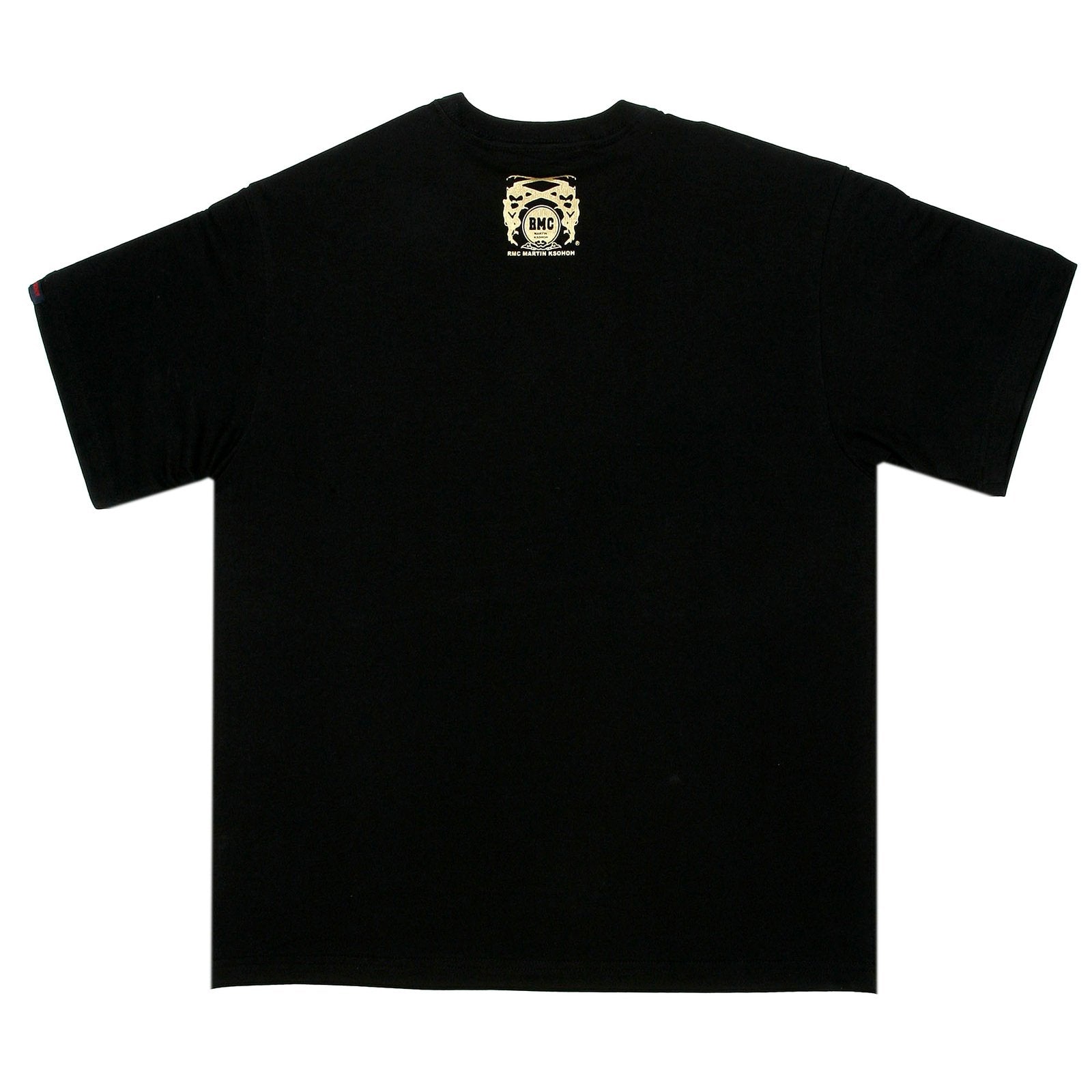RMC MARTIN KSOHOH REGULAR FIT SHORT SLEEVE CREW NECK BLACK T SHIRT WITH LIGHT BLUE LOGO PRINT REDM0122