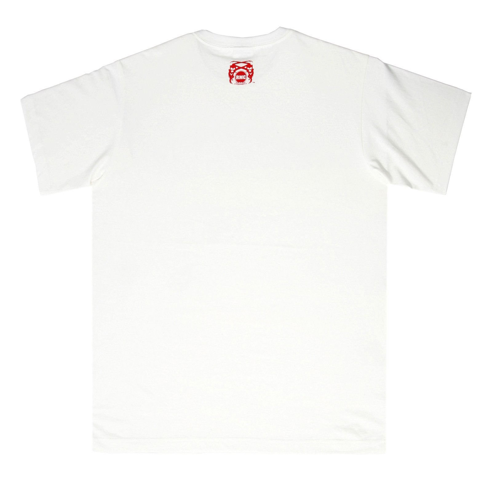 RMC MARTIN KSOHOH GHOSTMEN LOGO PRINTED COTTON SHORT SLEEVE REGULAR FIT CREW NECK T-SHIRT IN WHITE REDM0734