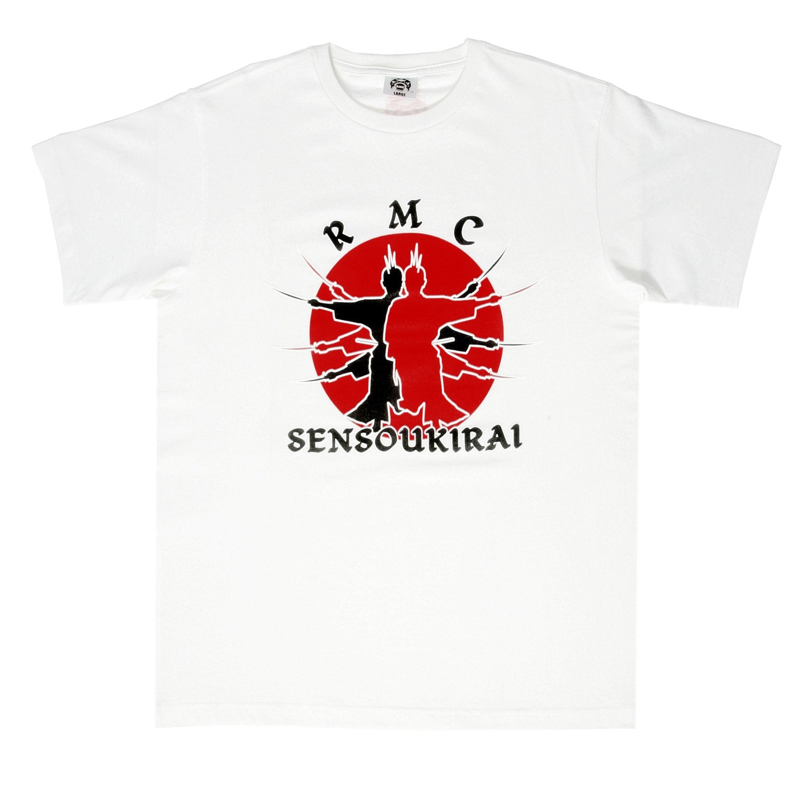 RMC MARTIN KSOHOH GHOSTMEN LOGO PRINTED COTTON SHORT SLEEVE REGULAR FIT CREW NECK T-SHIRT IN WHITE REDM0734