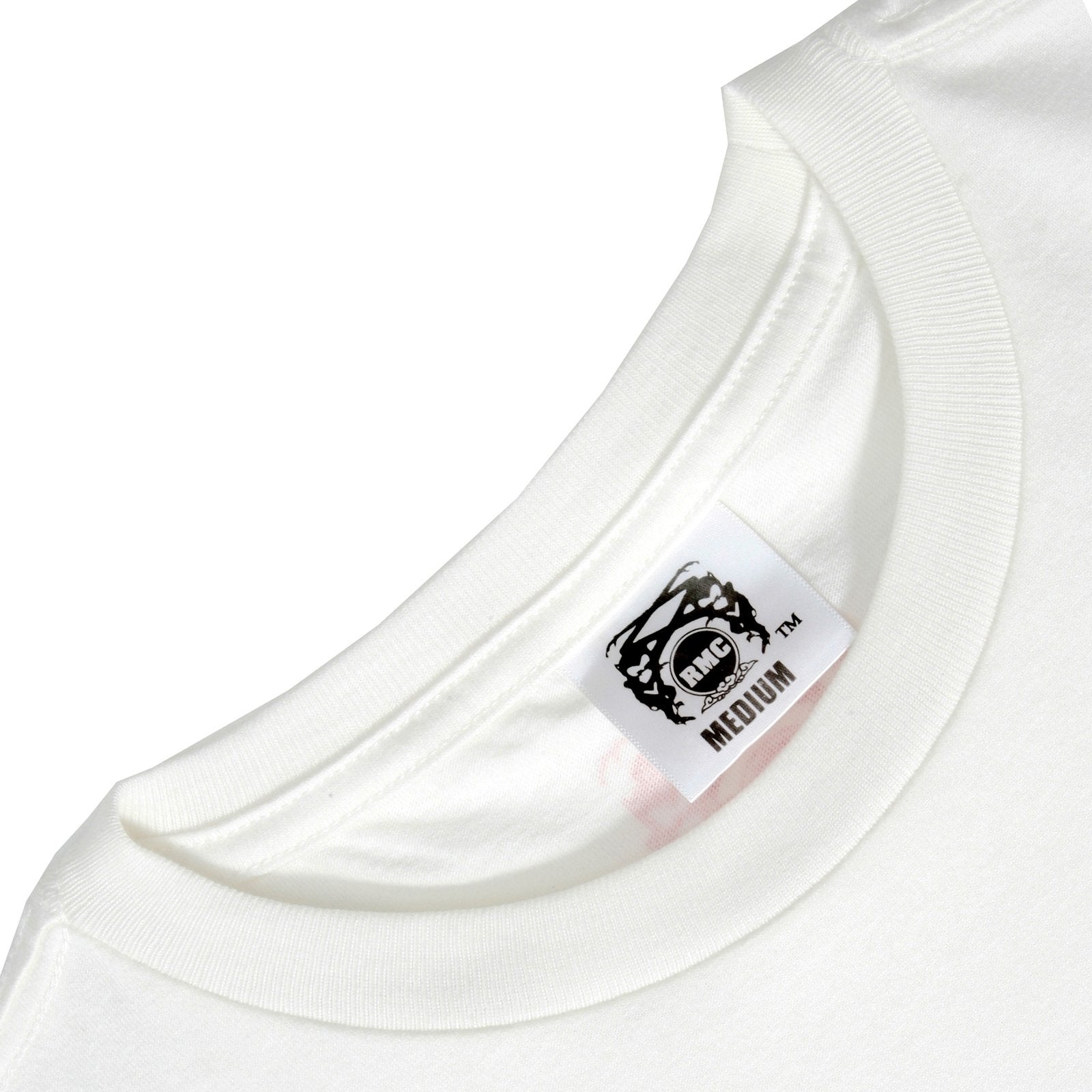 RMC MARTIN KSOHOH GHOSTMEN LOGO PRINTED COTTON SHORT SLEEVE REGULAR FIT CREW NECK T-SHIRT IN WHITE REDM0734
