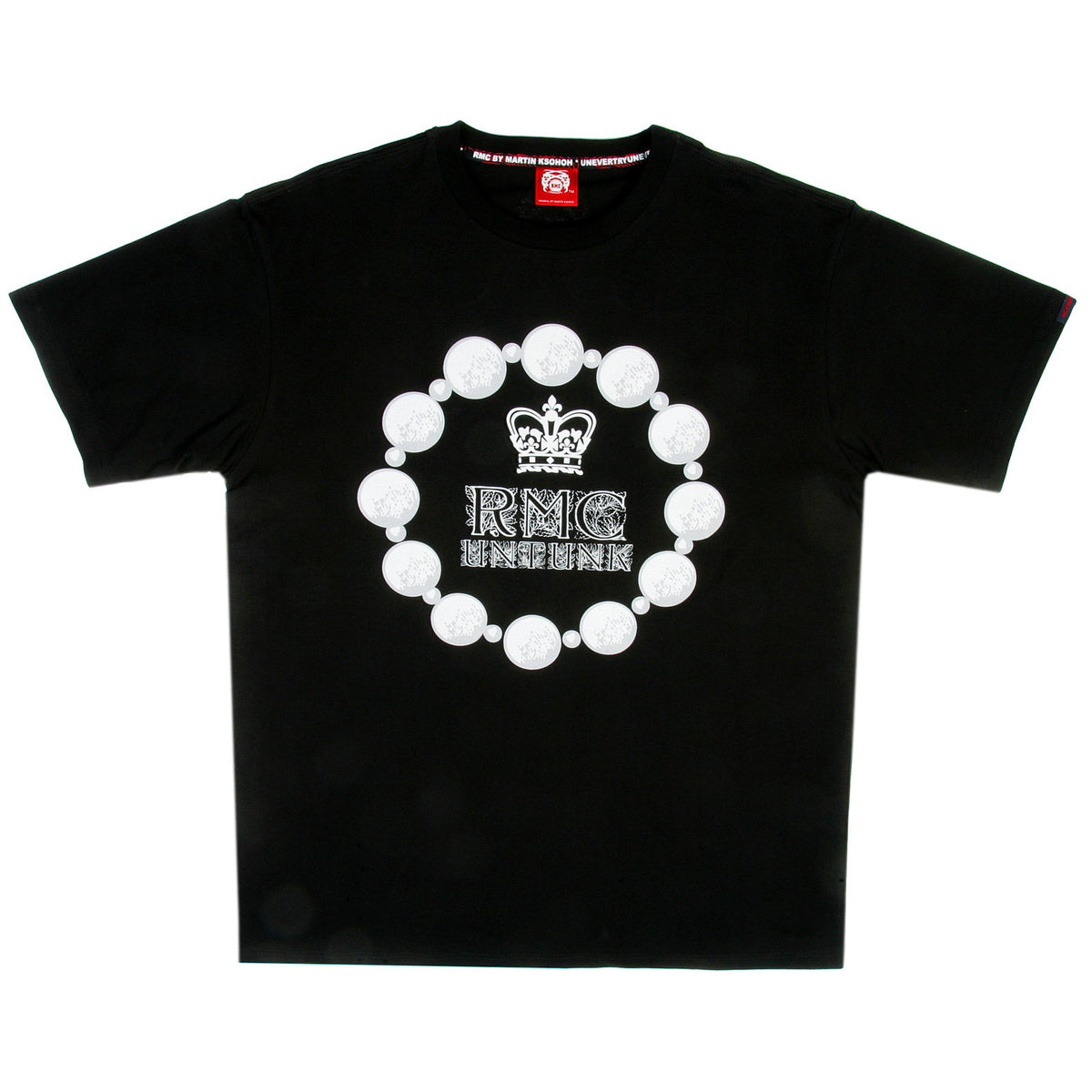 RMC JEANS RARE AUTHENTIC UNTUNK 100% COTTON SHORT SLEEVE JAPAN MADE REGULAR FIT CREW NECK BLACK T-SHIRT REDM3471