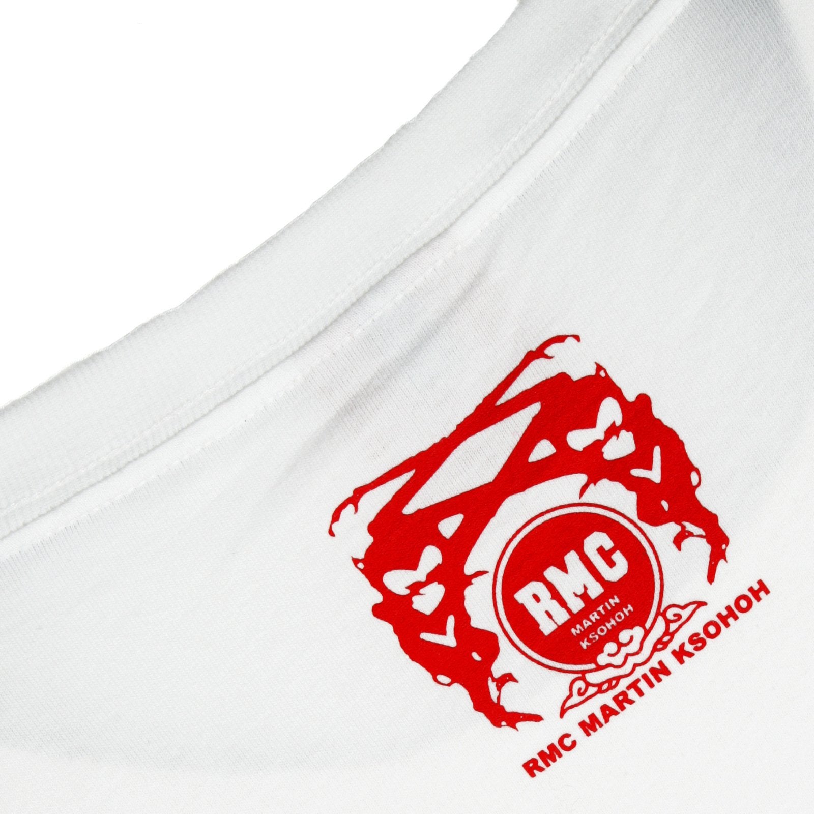 RMC JEANS 100% COTTON WHITE CREW NECK ENJOY RMC PRINTED REGULAR FIT SHORT SLEEVE T-SHIRT REDM3479