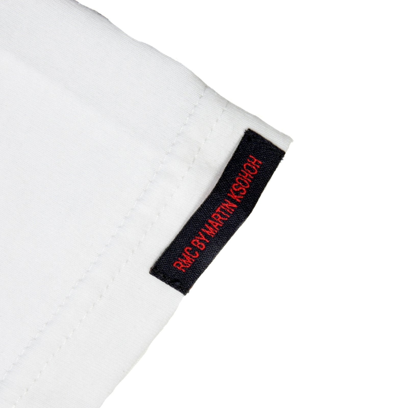 RMC JEANS 100% COTTON REGULAR FIT CREW NECK SHORT SLEEVE RMC STONE PRINTED T-SHIRT IN WHITE REDM3482