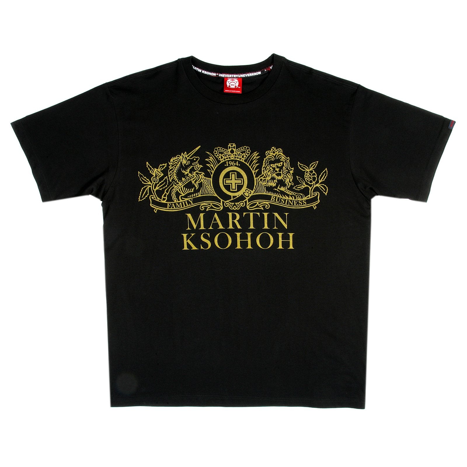 RMC JEANS CREST PRINTED REGULAR FIT SHORT SLEEVE 100% COTTON CREW NECK T-SHIRT IN BLACK REDM3492