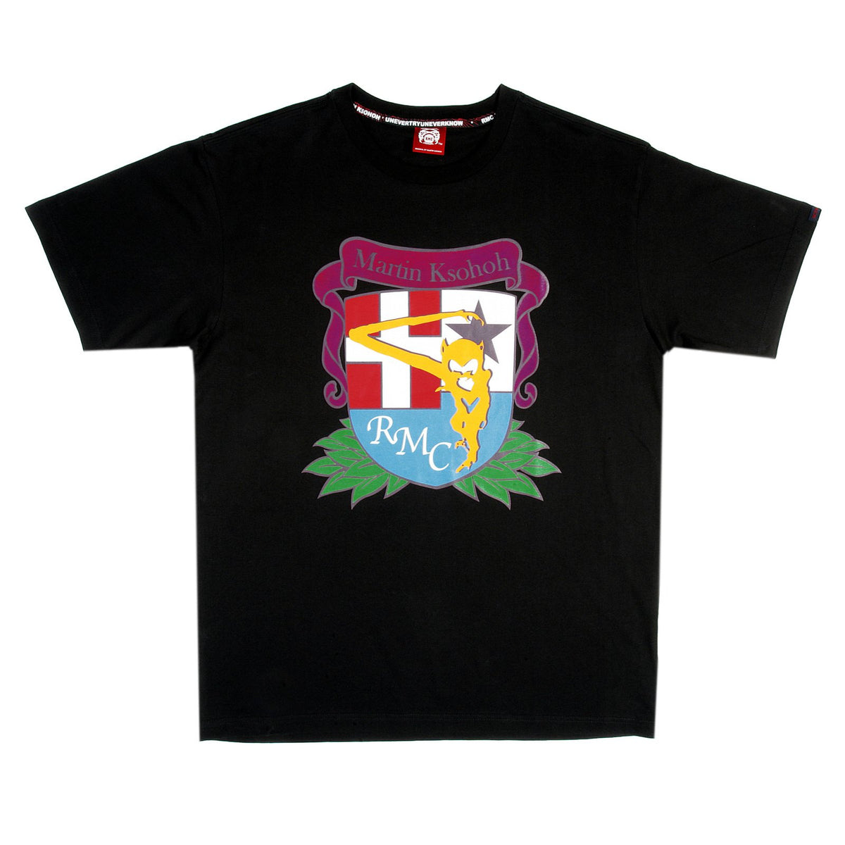 RMC JEANS RMC SCHOOL PRINTED REGULAR FIT SHORT SLEEVE CREWNECK BLACK T-SHIRT FOR MEN REDM3501