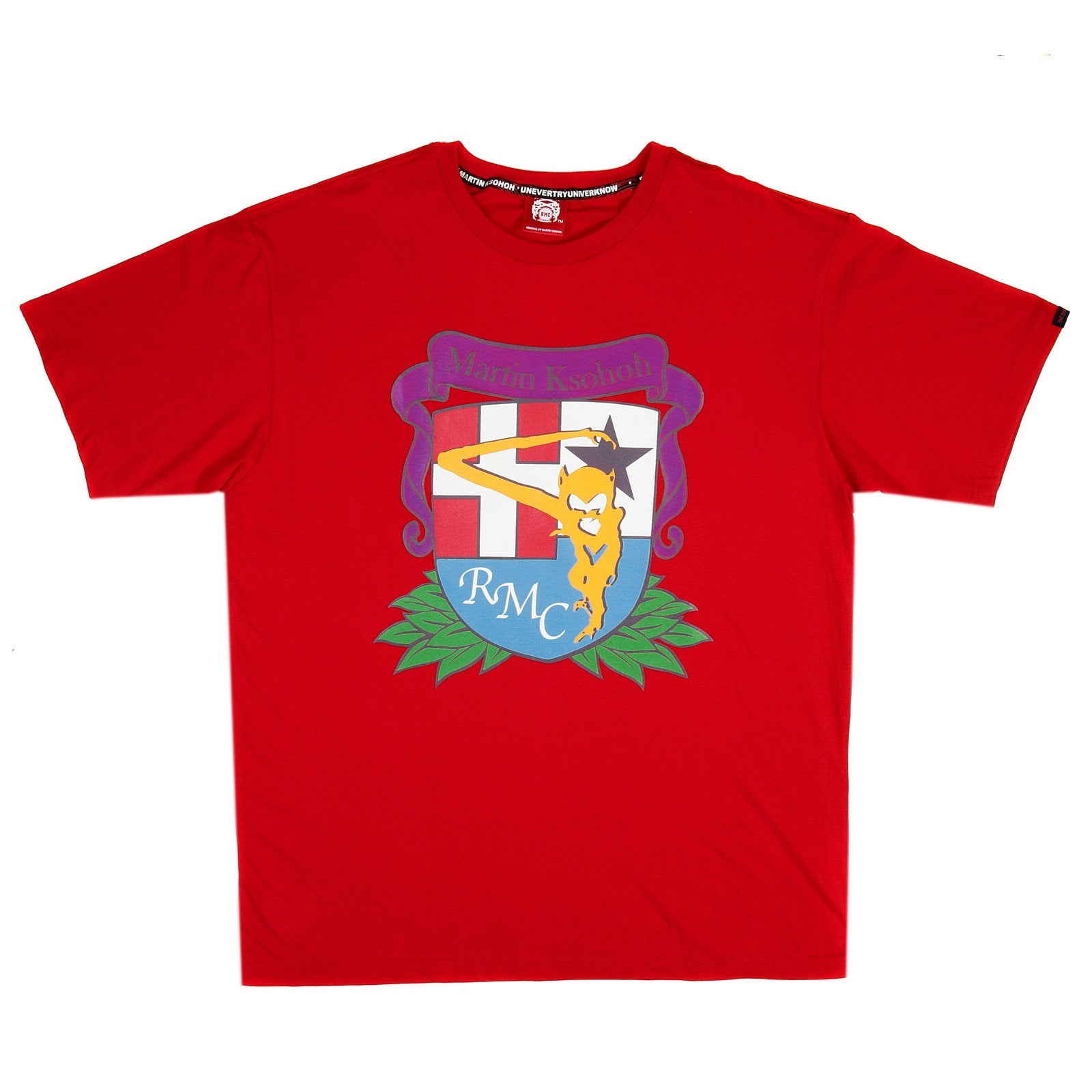 RMC JEANS RMC SCHOOL PRINTED REGULAR FIT SHORT SLEEVE CREWNECK RED T-SHIRT FOR MEN REDM3502