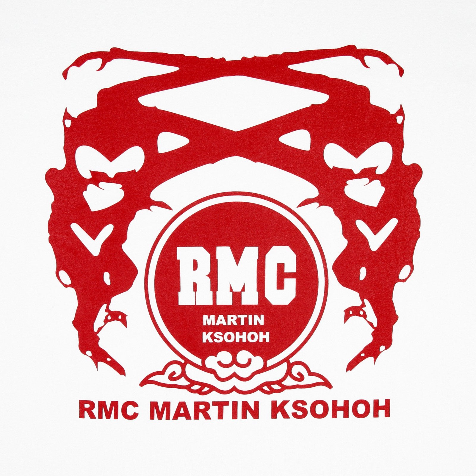 RMC JEANS MENS WHITE CREW NECK 100% COTTON REGULAR FIT T SHIRT WITH RED PRINTED SIGNATURE LOGO REDM3509.