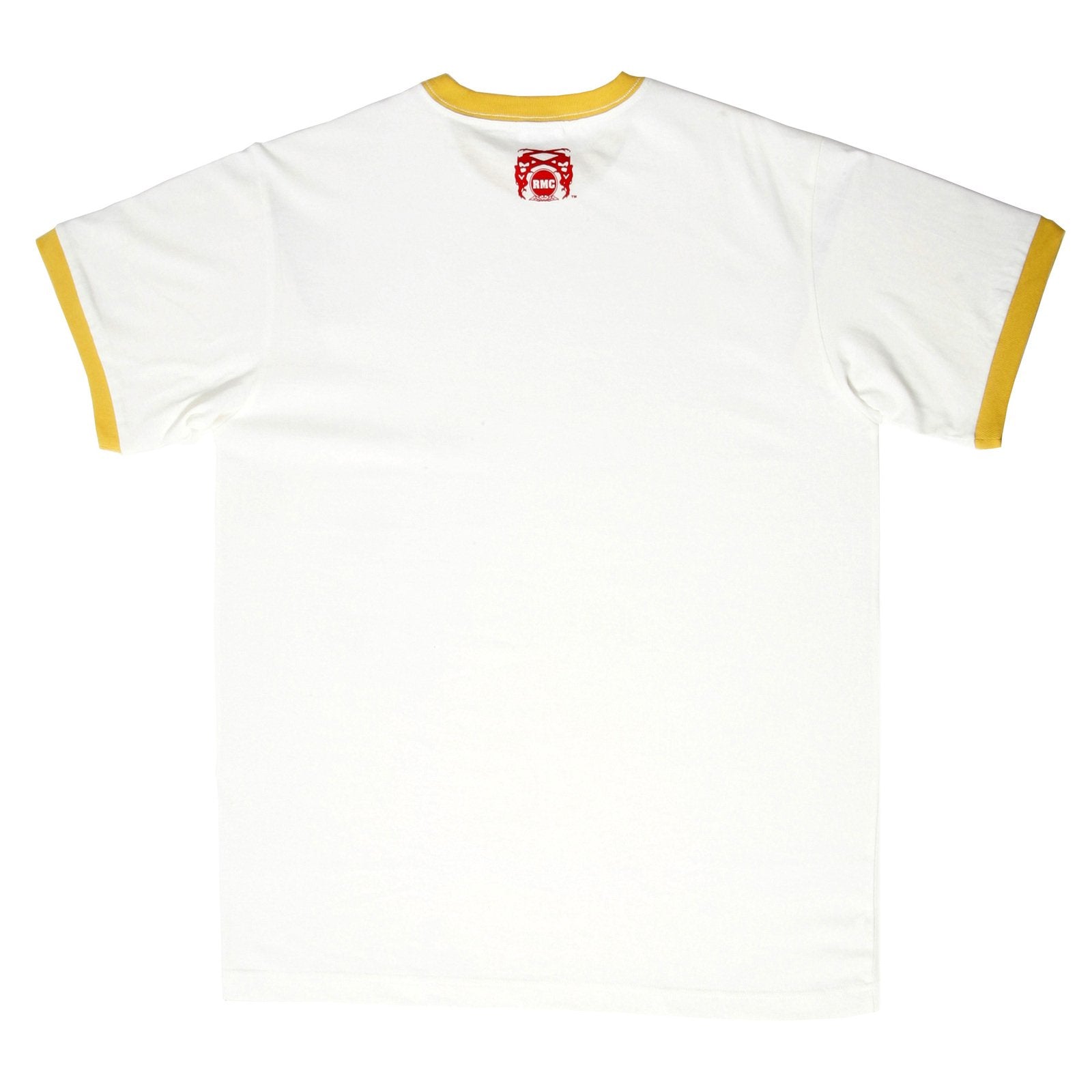 RMC JEANS SUPERMAN PRINTED REGULAR FIT CREWNECK SHORT SLEEVED WHITE T SHIRT WITH YELLOW TRIM REDM6350