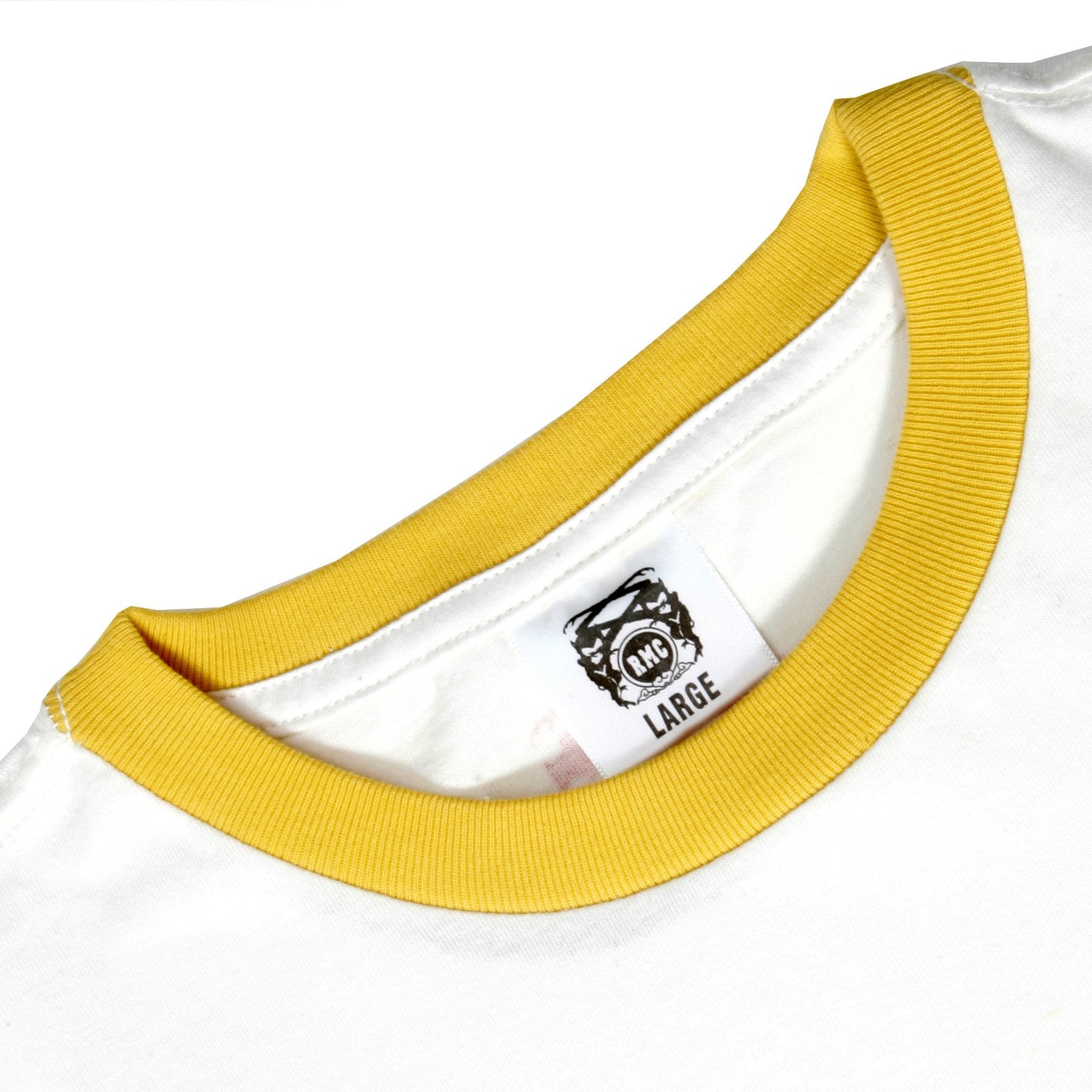 RMC JEANS SUPERMAN PRINTED REGULAR FIT CREWNECK SHORT SLEEVED WHITE T SHIRT WITH YELLOW TRIM REDM6350
