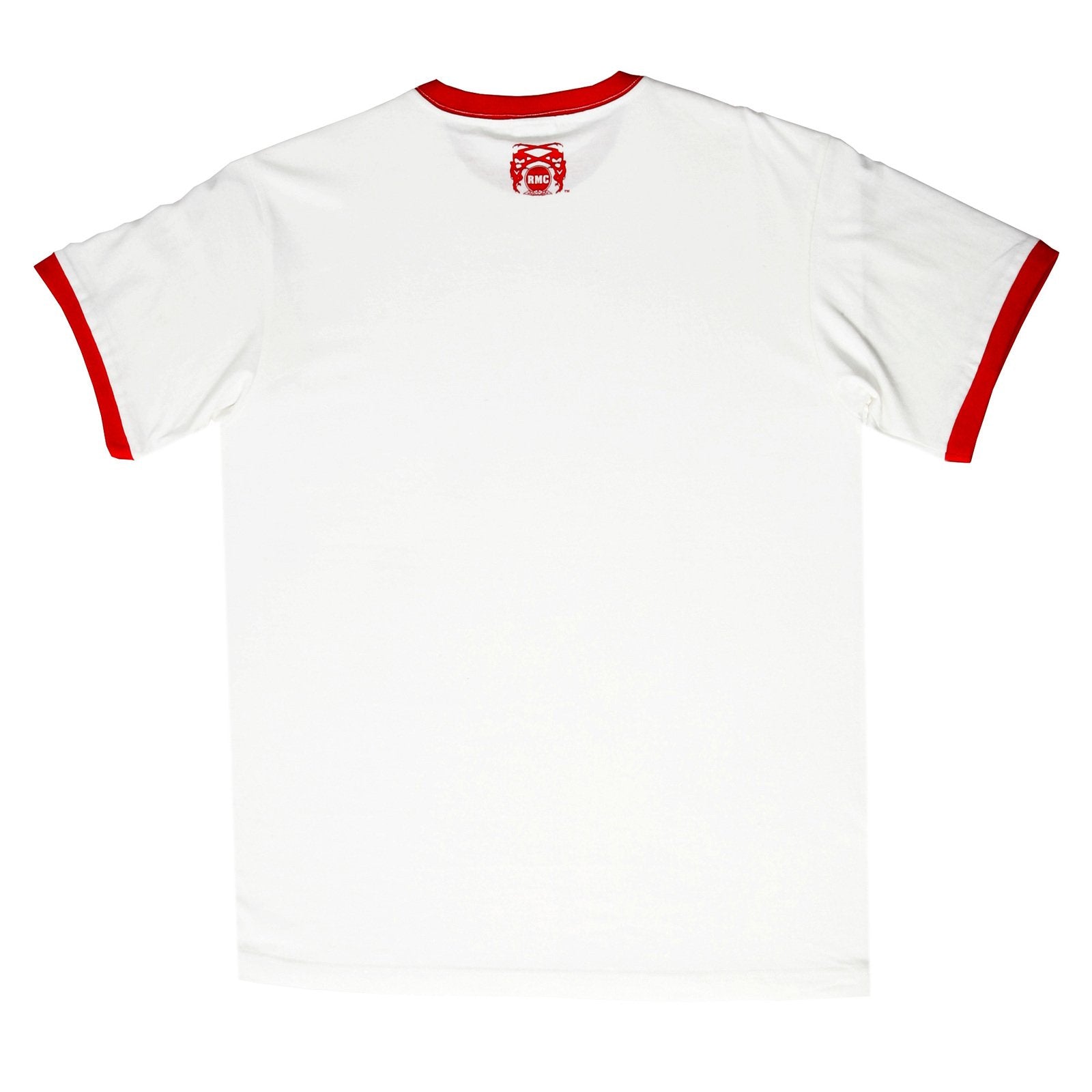 RMC JEANS SUPERMAN PRINTED REGULAR FIT CREWNECK SHORT SLEEVED WHITE T SHIRT WITH RED TRIM REDM6364