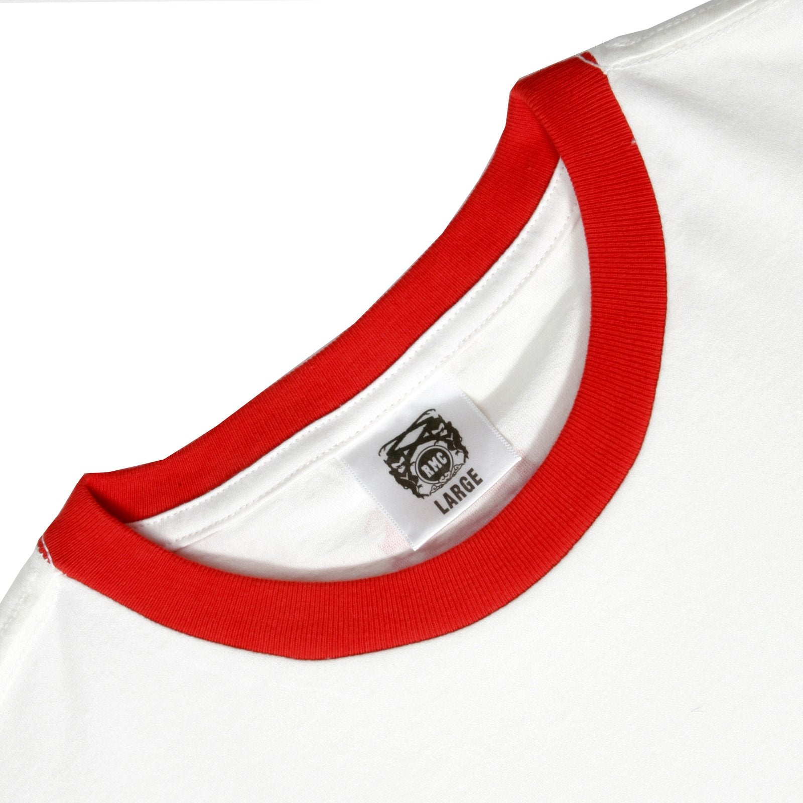 RMC JEANS SUPERMAN PRINTED REGULAR FIT CREWNECK SHORT SLEEVED WHITE T SHIRT WITH RED TRIM REDM6364
