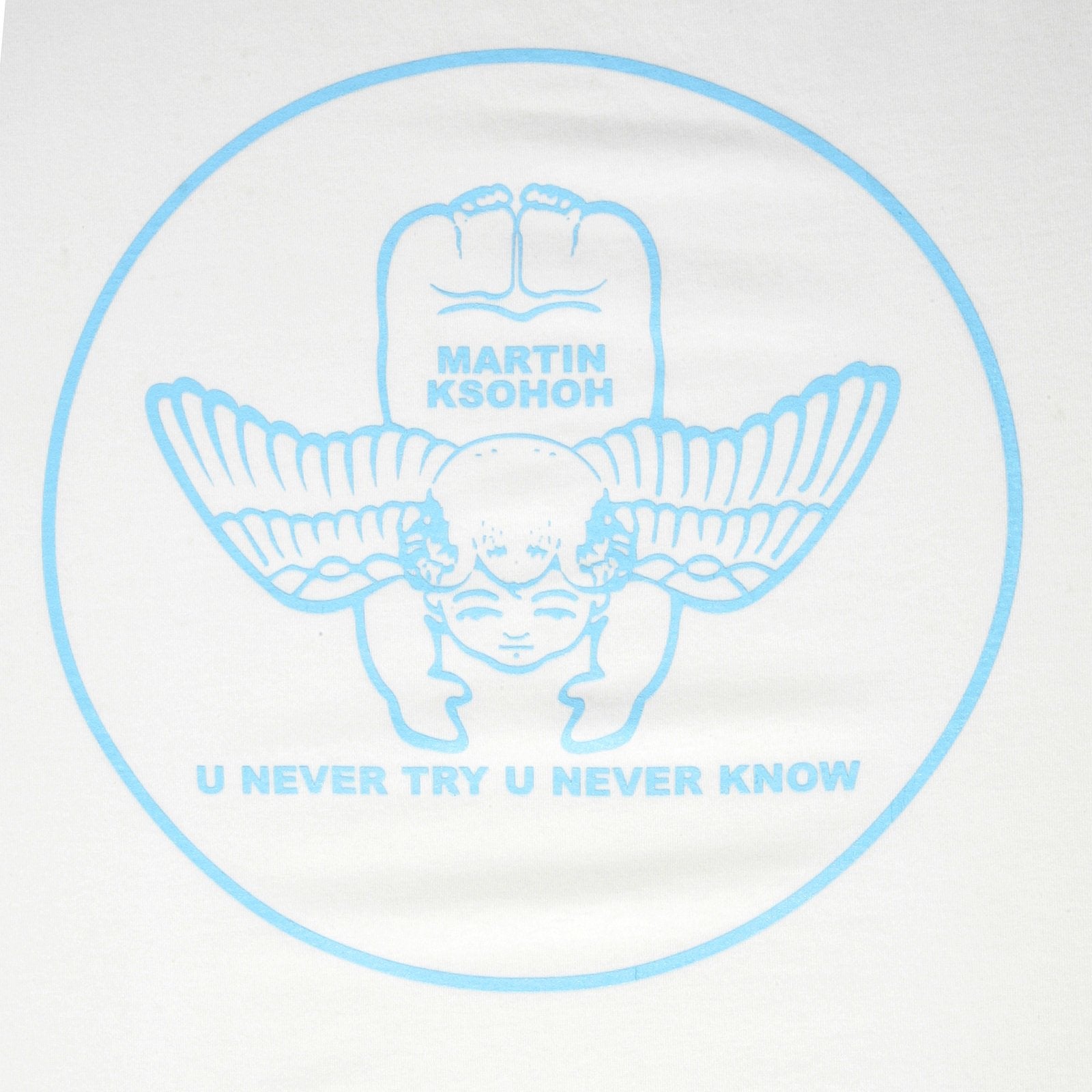 RMC JEANS WHITE REGULAR FIT SHORT SLEEVE CREW NECK T-SHIRT WITH SKY BLUE CUPID PRINT REDM6383