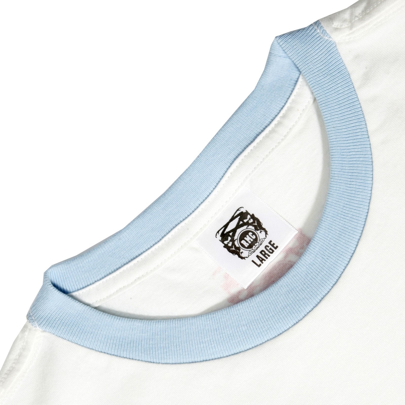 RMC JEANS WHITE REGULAR FIT SHORT SLEEVE CREW NECK T-SHIRT WITH SKY BLUE CUPID PRINT REDM6383