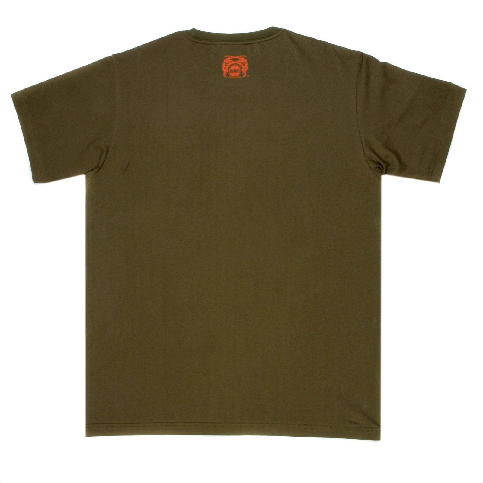 RMC ARMY GREEN REGULAR FIT SHORT SLEEVE CREW NECK T-SHIRT WITH USA AND MULTICOLOUR GEISHA PRINT REDM6390