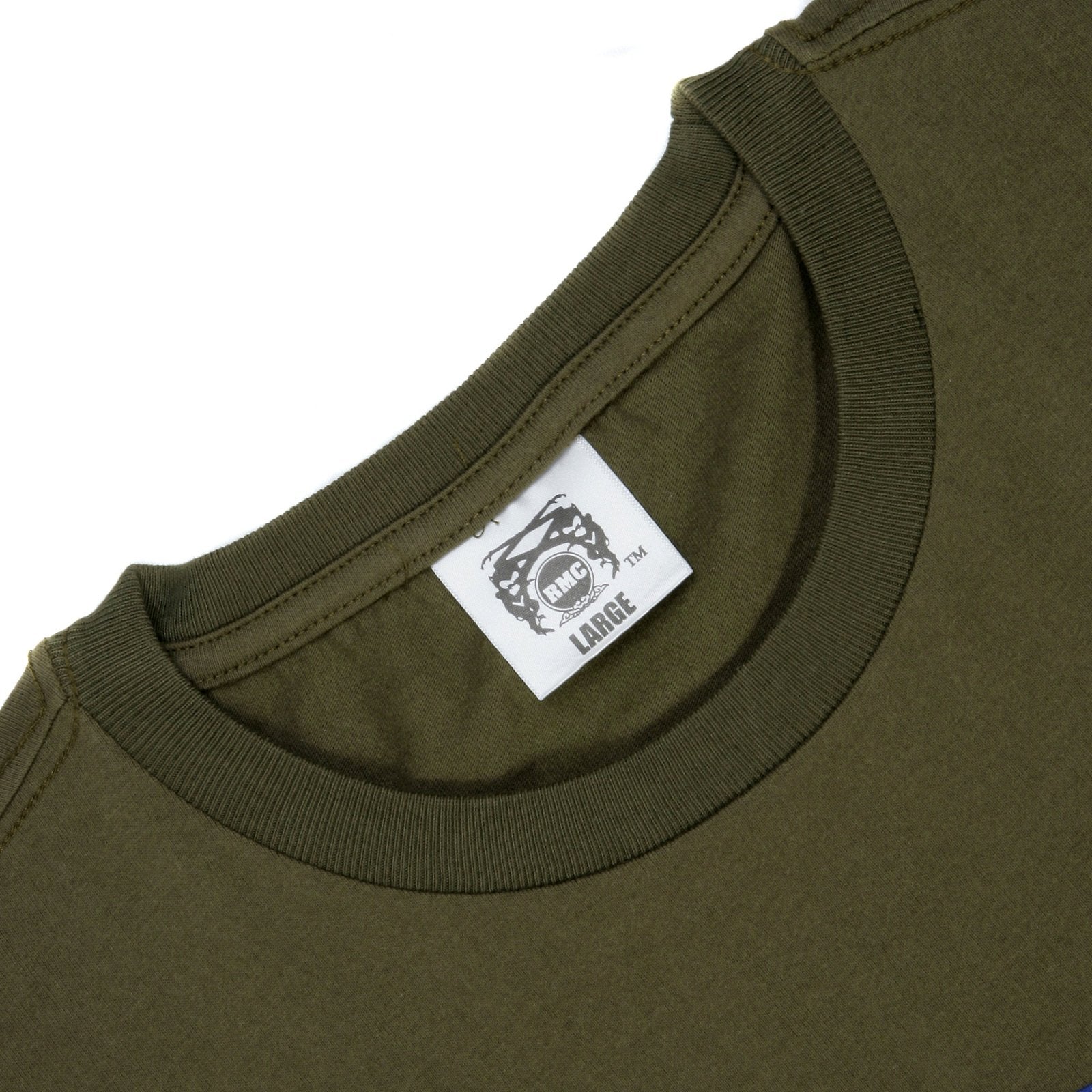 RMC ARMY GREEN REGULAR FIT SHORT SLEEVE CREW NECK T-SHIRT WITH USA AND MULTICOLOUR GEISHA PRINT REDM6390