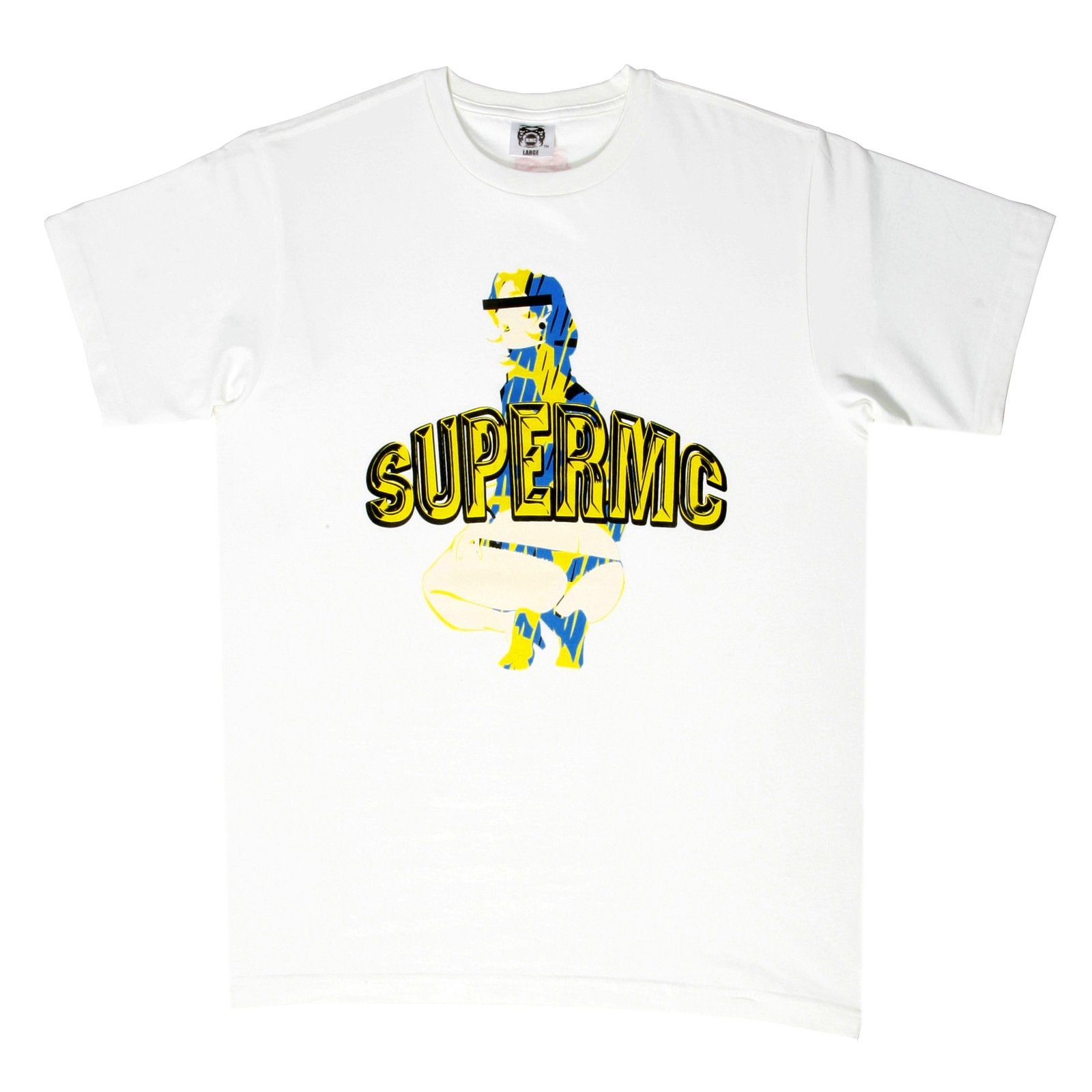 RMC JEANS WHITE REGULAR FIT SHORT SLEEVE CREW NECK T-SHIRT FOR MEN WITH SUPERMC PRINT REDM6405