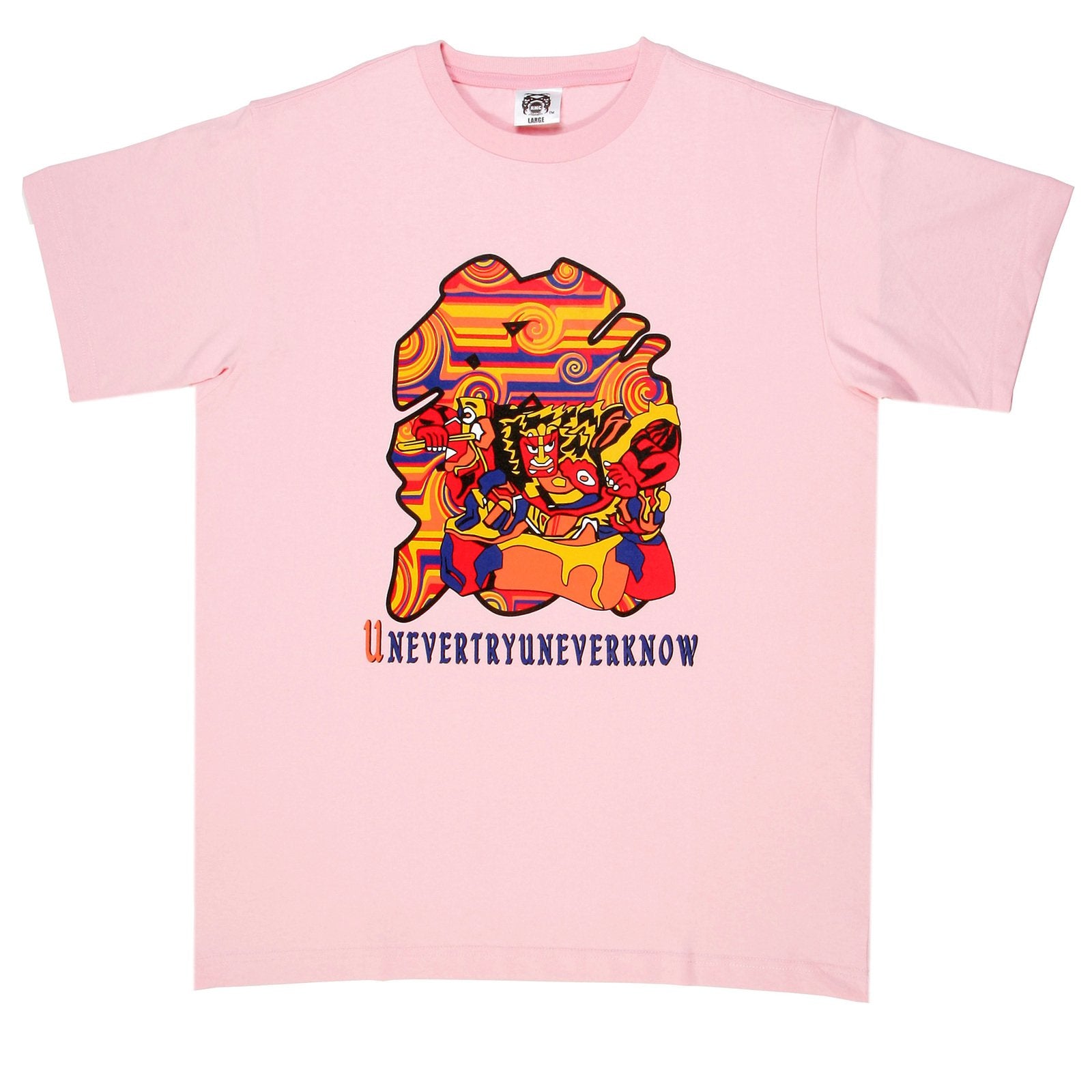 RMC JEANS PINK REGULAR FIT SHORT SLEEVE CREW NECK T-SHIRT FOR MEN WITH PRINTED MATSURI CARNIVAL REDM6407