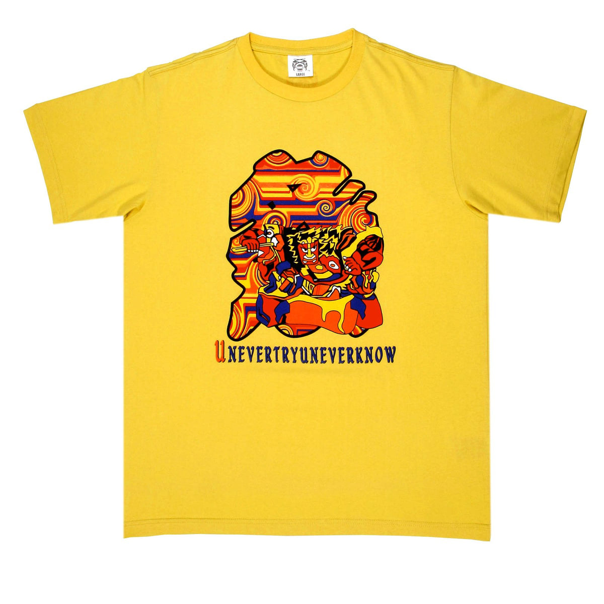 RMC JEANS YELLOW REGULAR FIT SHORT SLEEVE CREW NECK T-SHIRT FOR MEN WITH PRINTED MATSURI CARNIVAL REDM6409