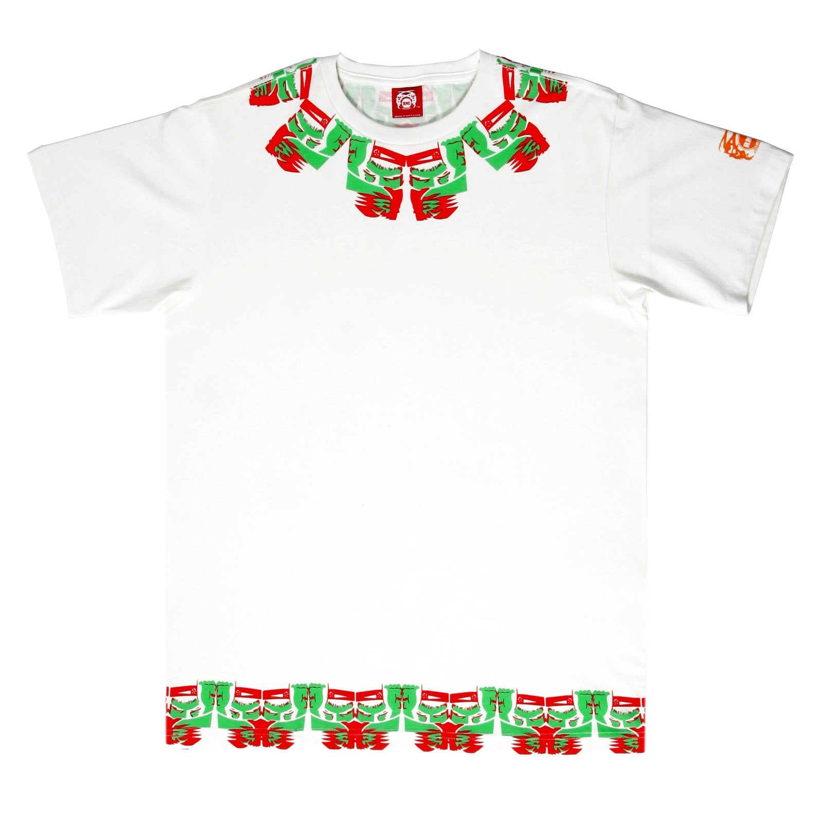 RMC JEANS WHITE REGULAR FIT SHORT SLEEVE CREW NECK T-SHIRT FOR MEN WITH SAMURAI PRINT REDM6410