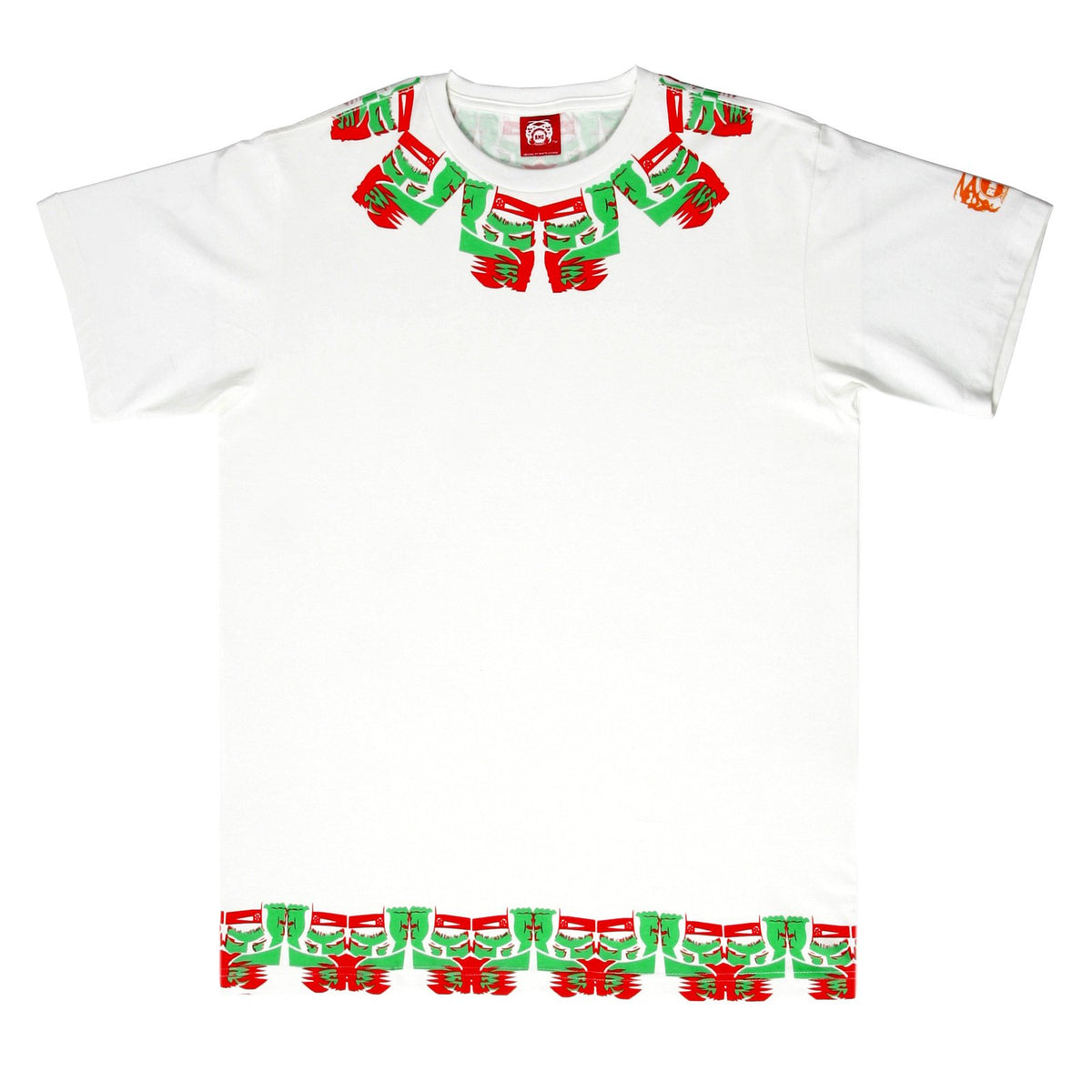 RMC JEANS WHITE REGULAR FIT SHORT SLEEVE CREW NECK T-SHIRT FOR MEN WITH SAMURAI PRINT REDM6410