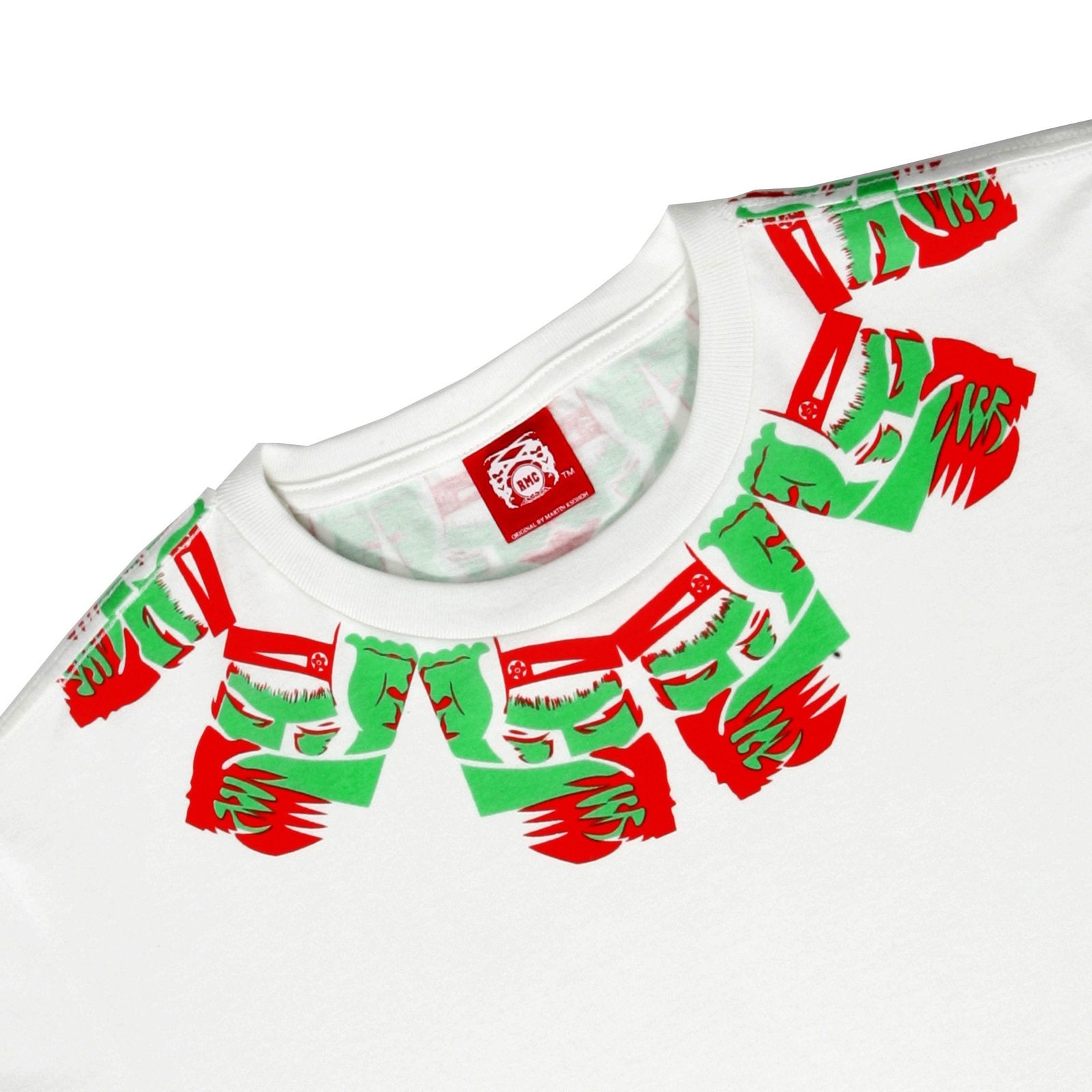 RMC JEANS WHITE REGULAR FIT SHORT SLEEVE CREW NECK T-SHIRT FOR MEN WITH SAMURAI PRINT REDM6410