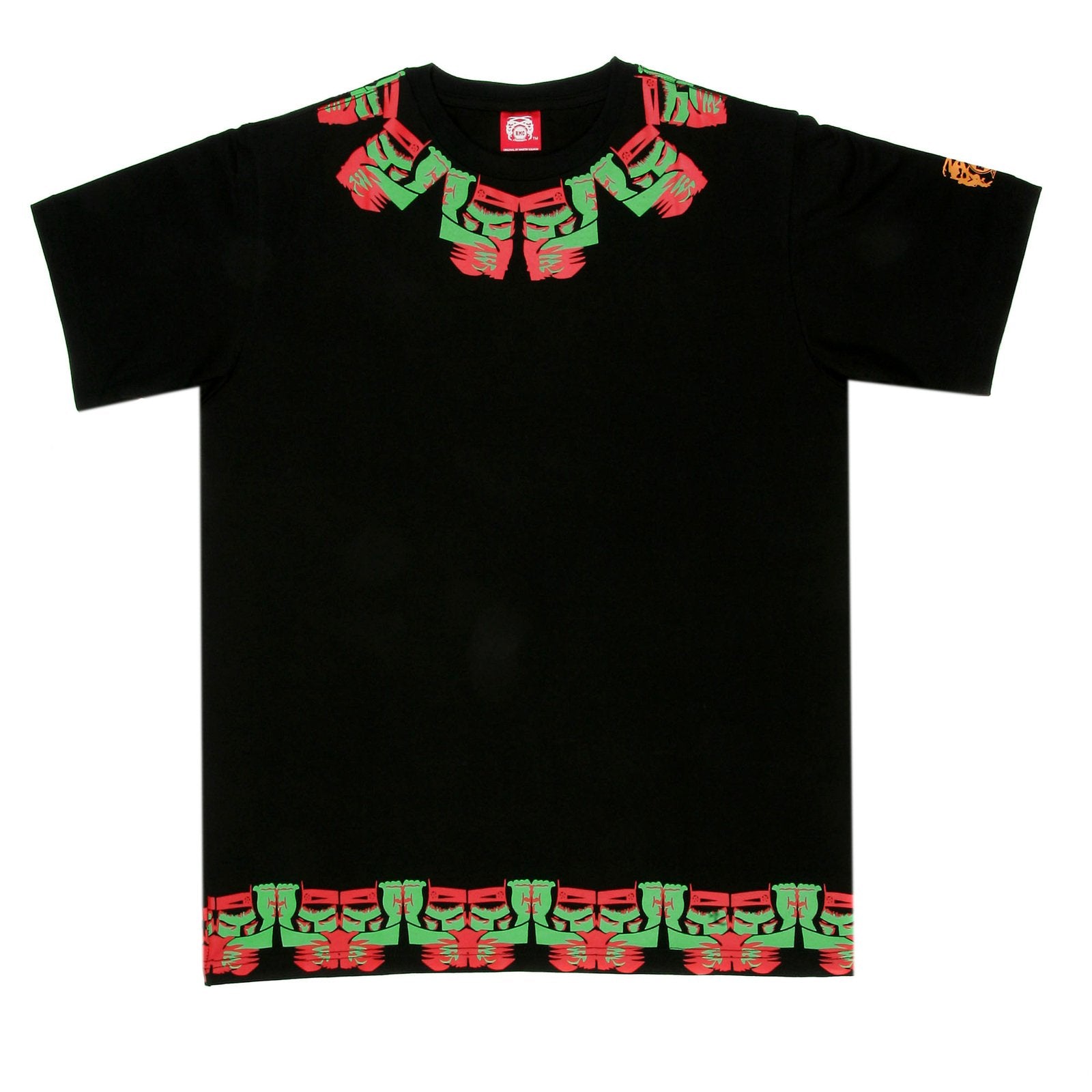 RMC JEANS BLACK REGULAR FIT SHORT SLEEVE CREW NECK T-SHIRT FOR MEN WITH SAMURAI PRINT REDM6411