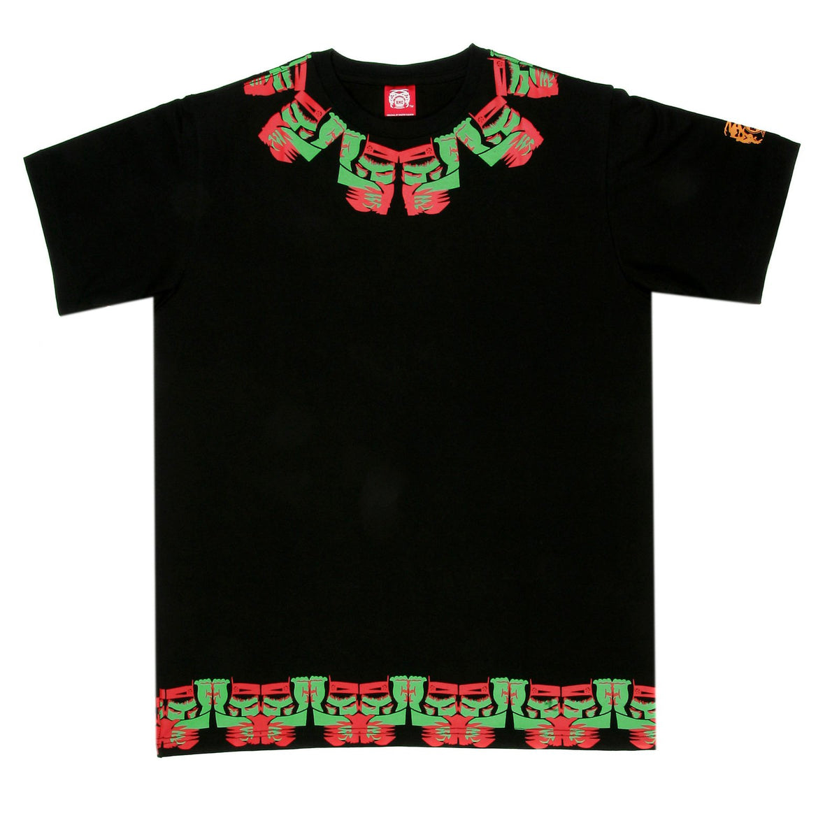 RMC JEANS BLACK REGULAR FIT SHORT SLEEVE CREW NECK T-SHIRT FOR MEN WITH SAMURAI PRINT REDM6411