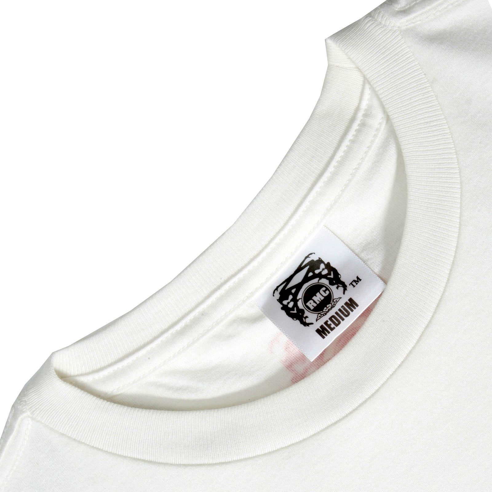 RMC JEANS WHITE REGULAR FIT SHORT SLEEVE CREW NECK T-SHIRT FOR MEN WITH CHAMPION PRINT REDM8497