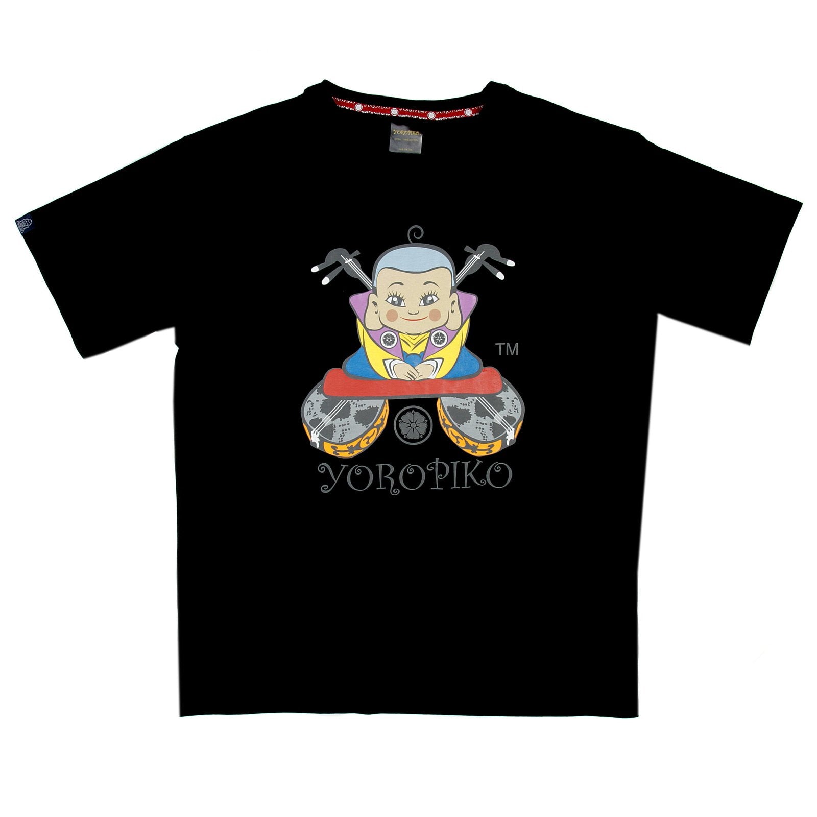 YOROPIKO REGULAR FIT BLACK CREW NECK PRINTED LOGO SHORT SLEEVE T-SHIRT YORO3483