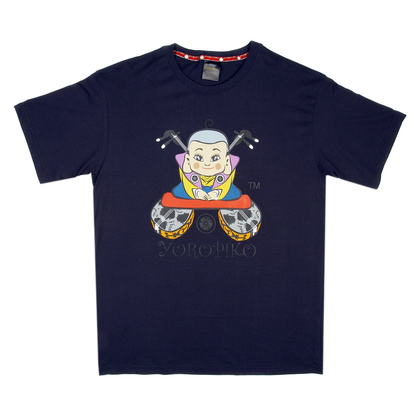 YOROPIKO NAVY BLUE REGULAR FIT LOGO PRINTED CREW NECK T-SHIRT YORO3489
