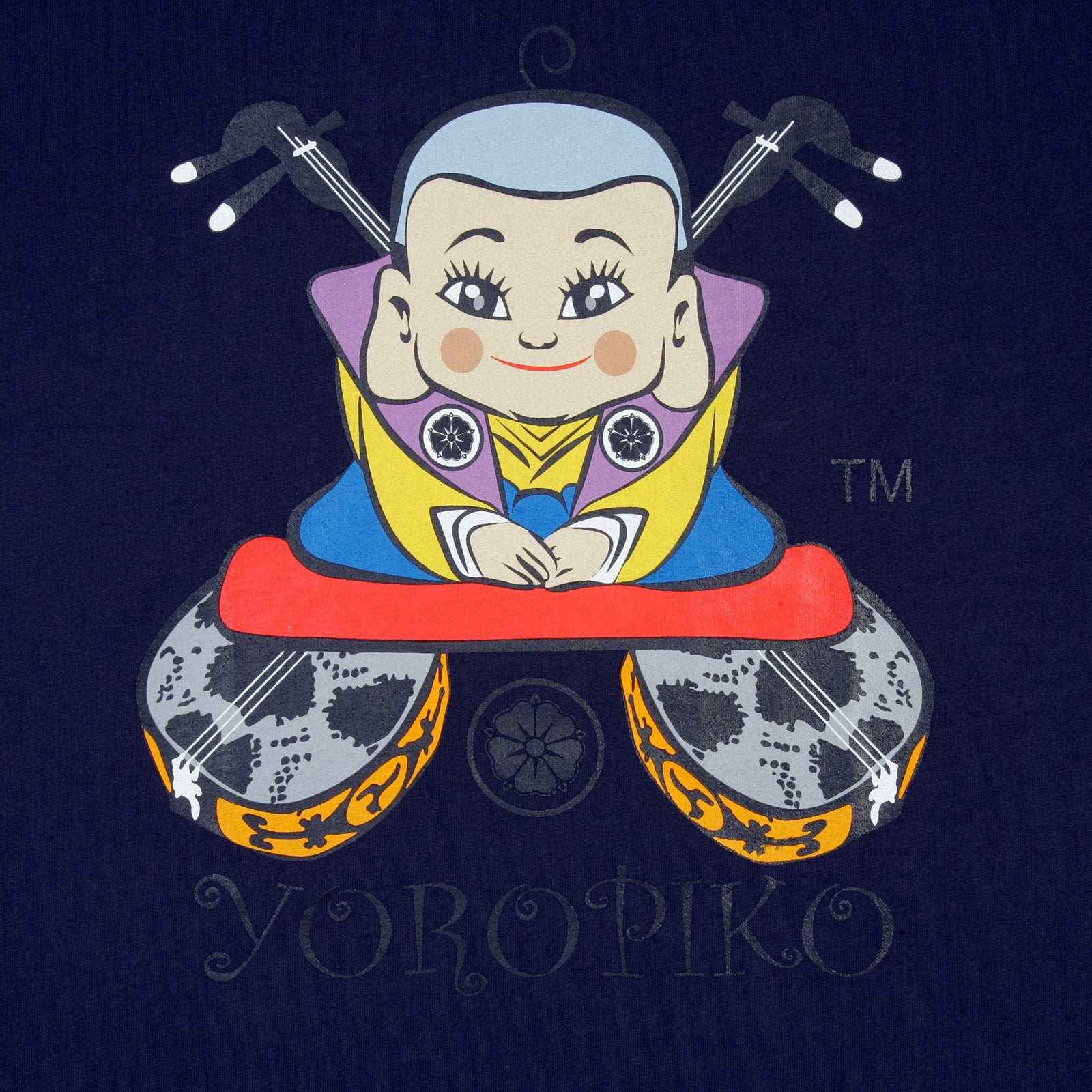 YOROPIKO NAVY BLUE REGULAR FIT LOGO PRINTED CREW NECK T-SHIRT YORO3489