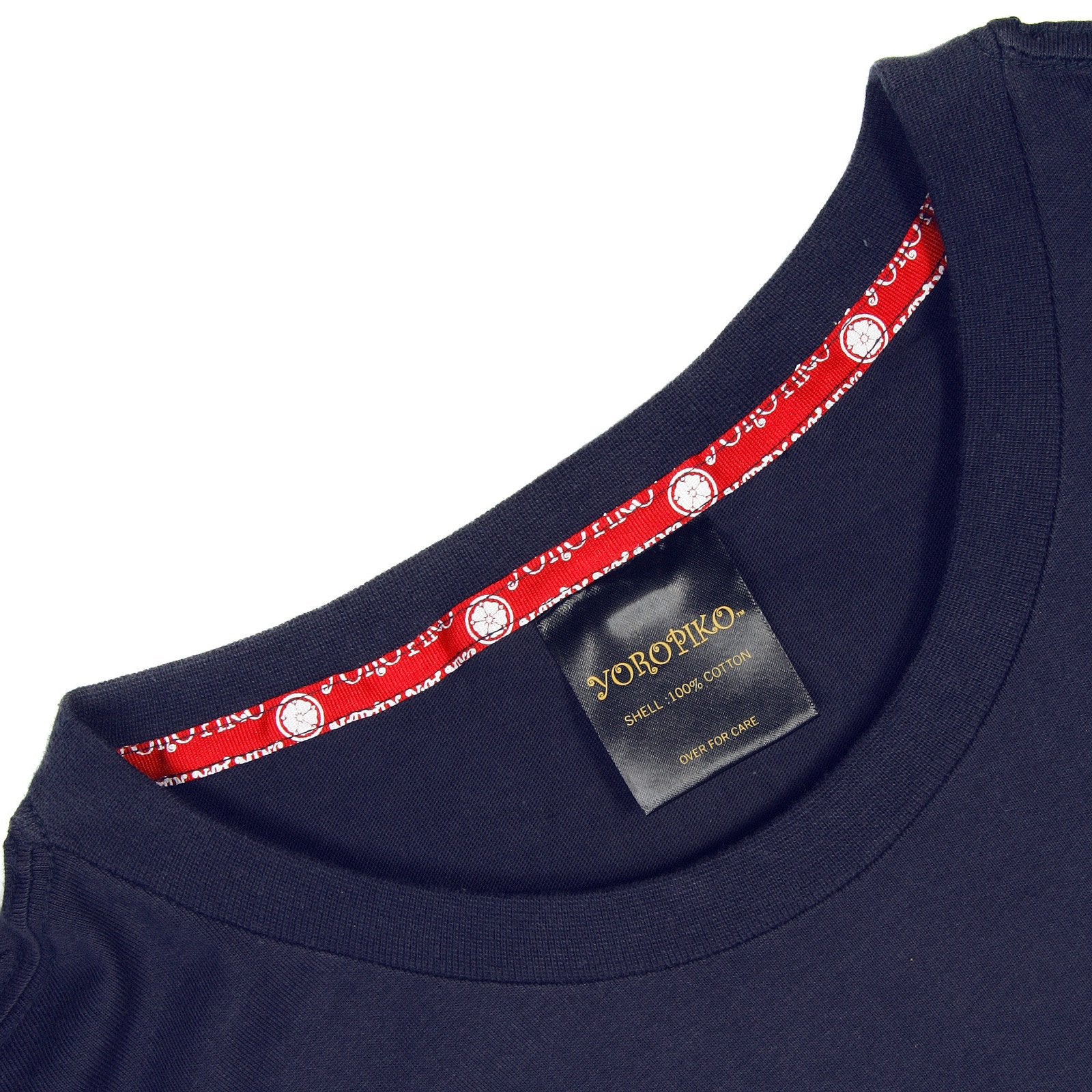 YOROPIKO NAVY BLUE REGULAR FIT LOGO PRINTED CREW NECK T-SHIRT YORO3489