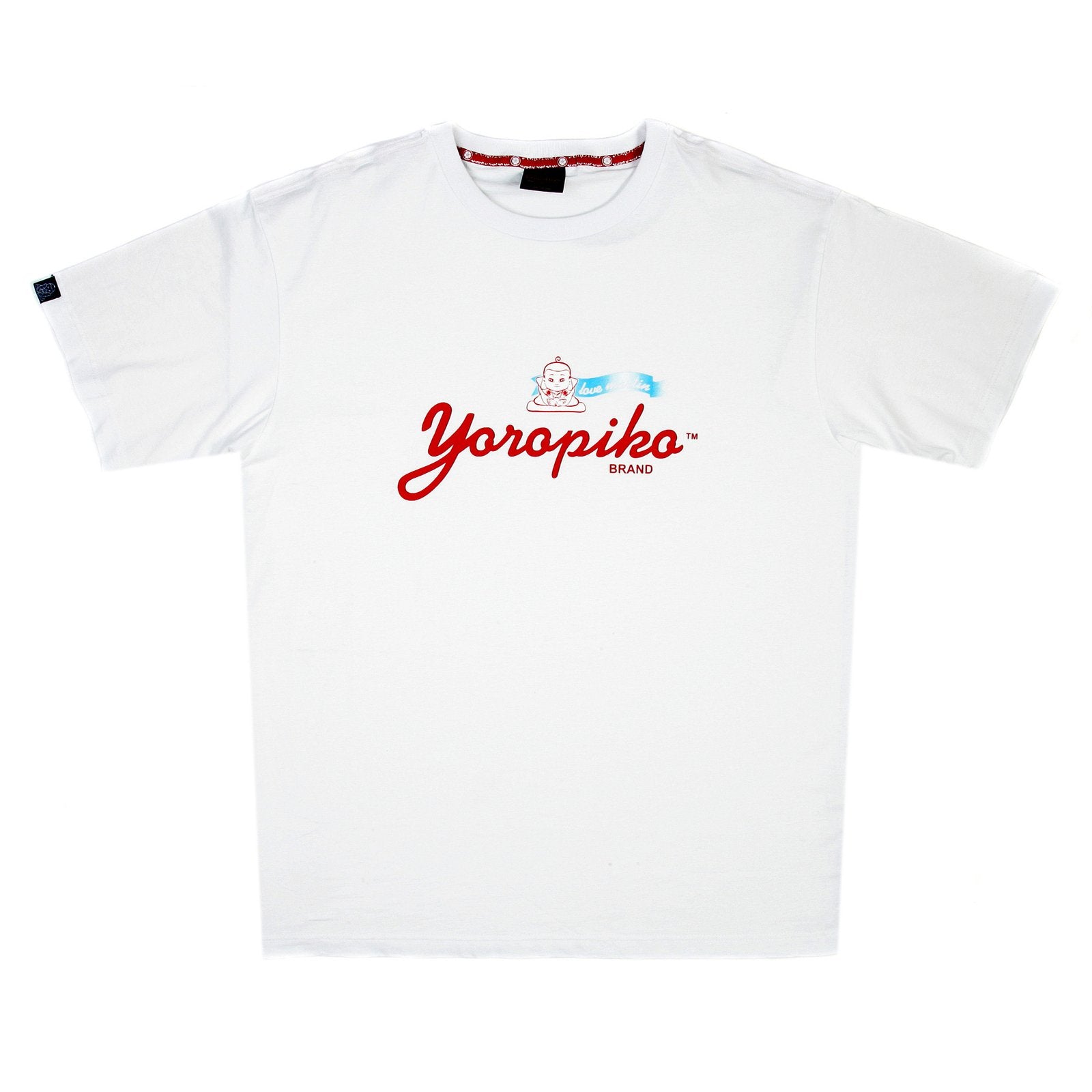 YOROPIKO CREW NECK WHITE KENNEX FUND LOGO PRINTED REGULAR FIT T-SHIRT YORO3505