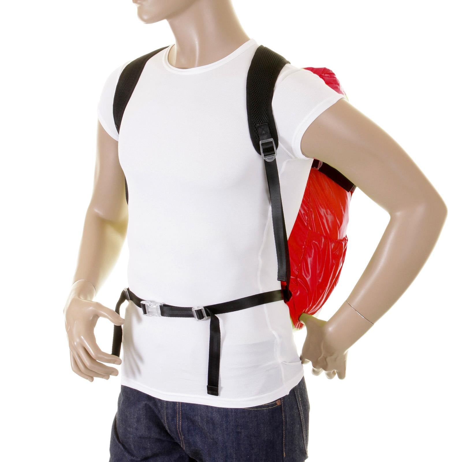 RMC MKWS UNISEX LIGHTWEIGHT RED NYLON BACKPACK WITH SELF-COLOURED SIGNATURE LOGO ON TOP FLAP REDM2129