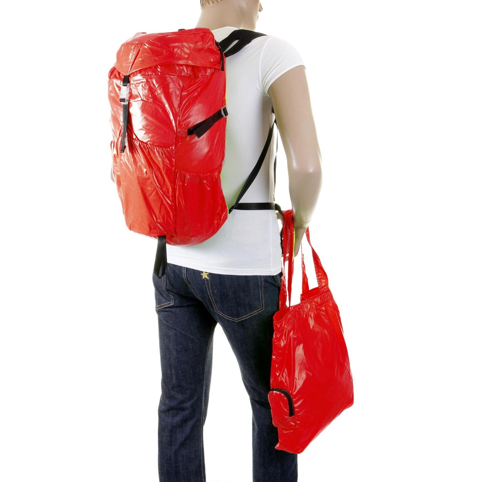 RMC MKWS UNISEX LIGHTWEIGHT RED NYLON BACKPACK WITH SELF-COLOURED SIGNATURE LOGO ON TOP FLAP REDM2129
